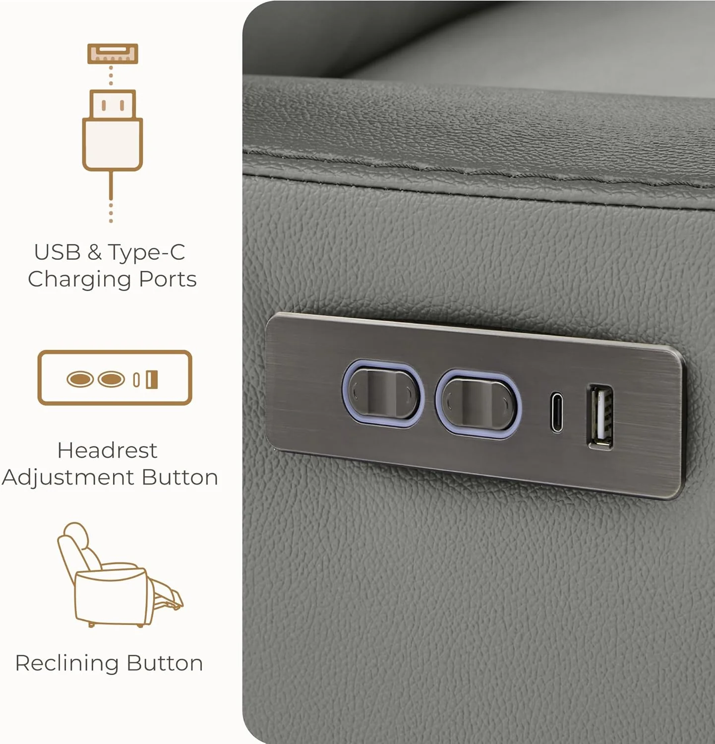 Genuine Leather Power Swivel Glider Rocker Recliner