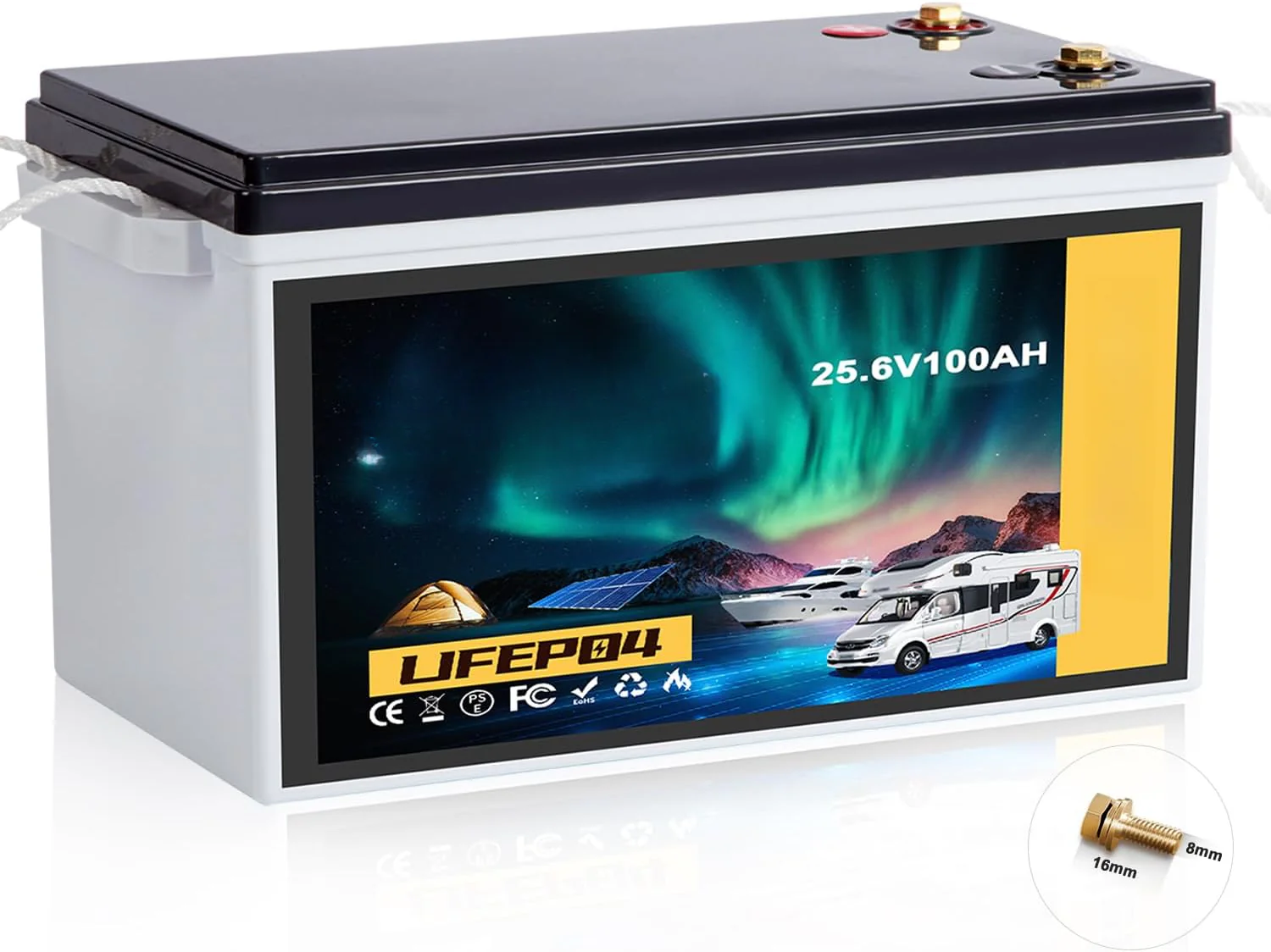 100AH 24V Lithium Battery Built-in 100A BMS,Up to 20000 Deep Cycle,Perfect for Trolling Motors, Marine,RV,Boat,Solar System Home Storage