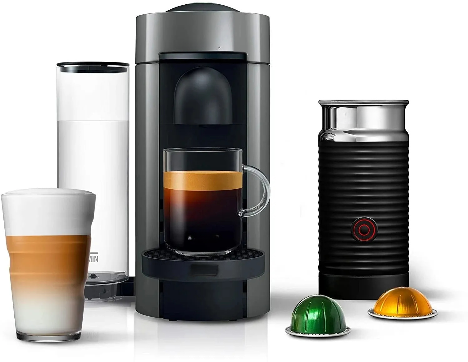 Vertuo Plus Coffee and Maker by De'Longhi, Grey with Aeroccino Milk Frother