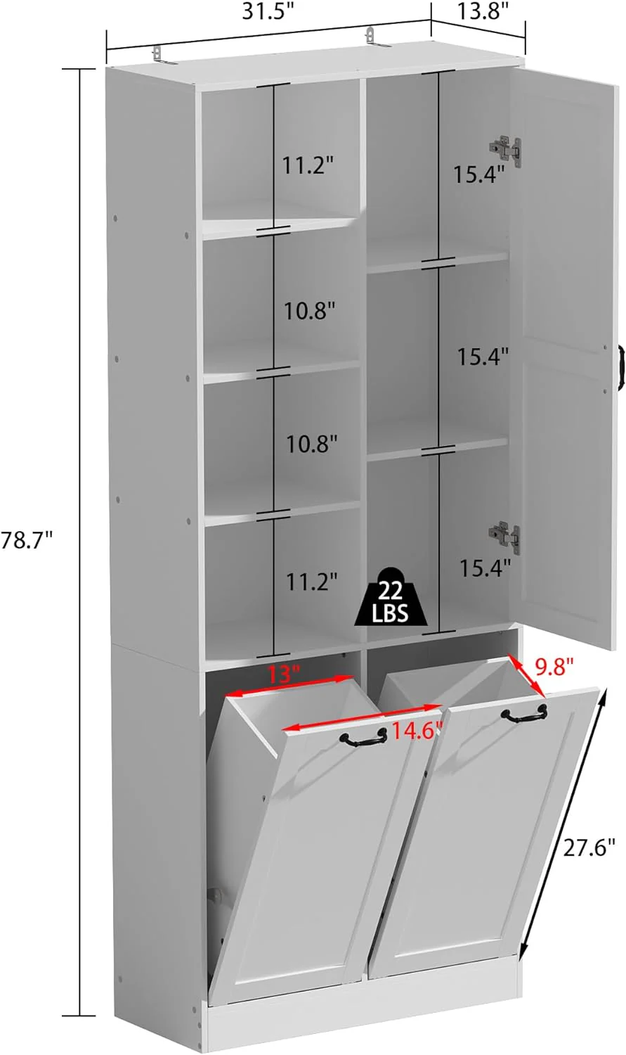 2025 Storage cabinet with laundry basket, display cabinet