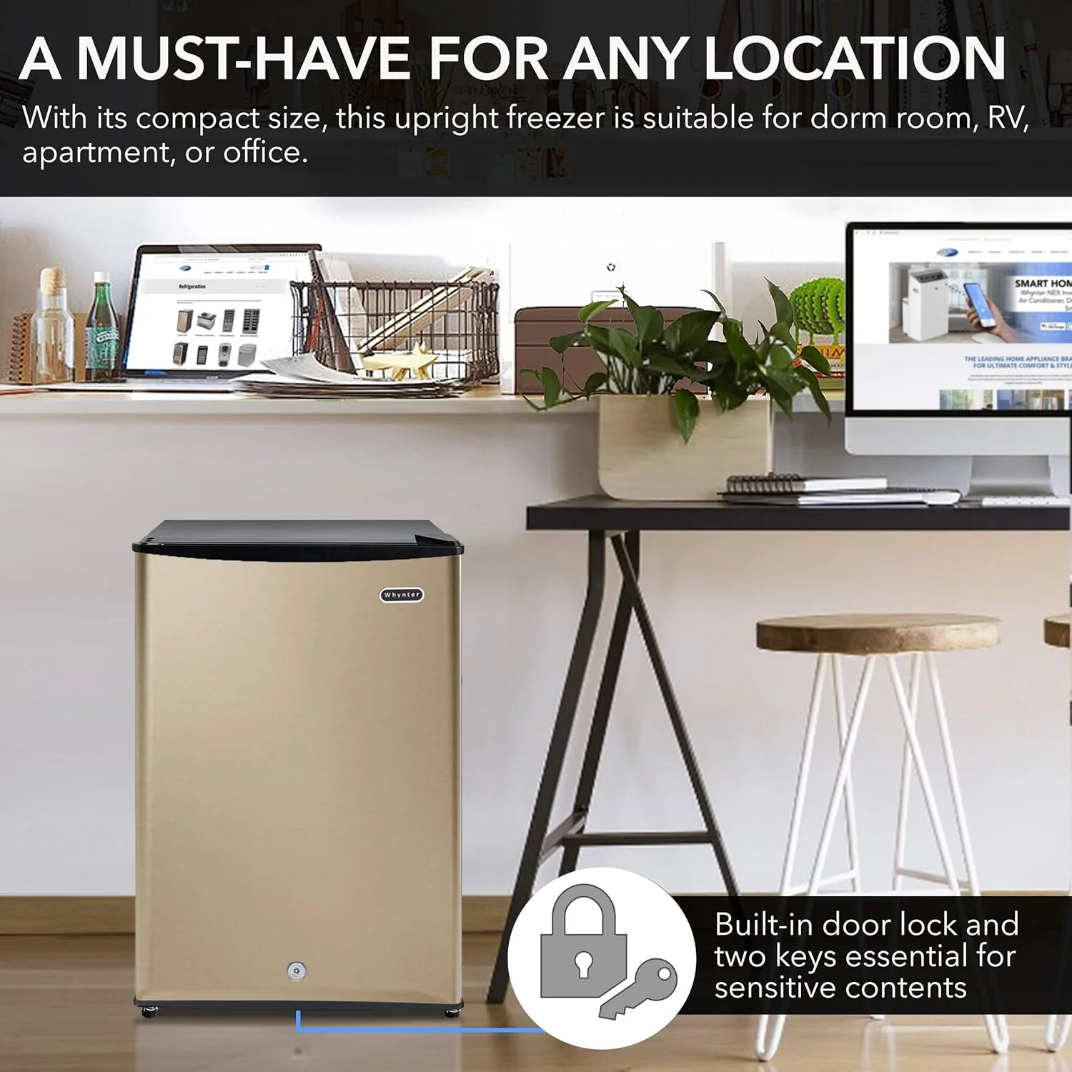 Whynter CUF-112SS Mini, Energy Star Rated Small Upright Freezer with Lock, Stainless Steel -1.1 Cubic Feet