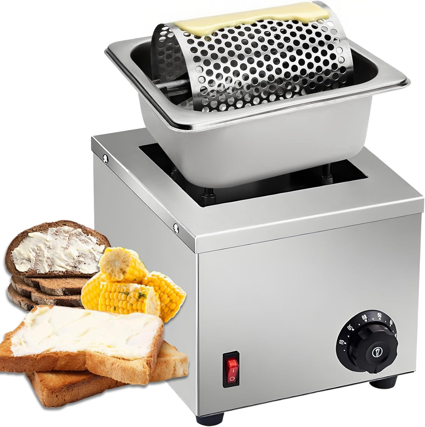 Electric Butter Wheel Warmers for Spreads Butter Evenly to Bread, Stainless Steel Butter Roller for Butter Sauces or Oil, for Indoor/Outdoor Picnics Camping BBQ