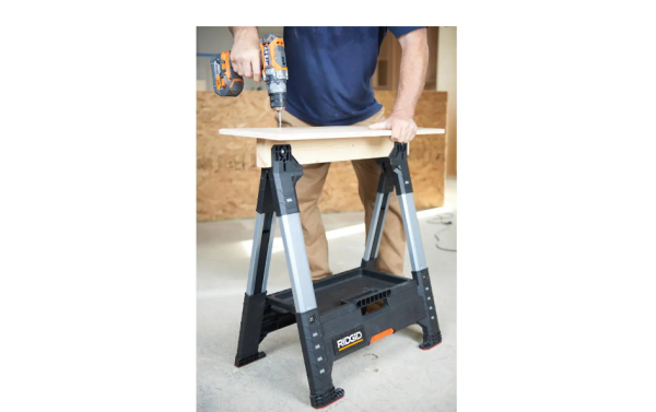 230710 32 in. Polypropylene Folding Sawhorse with Adjustable Metal Legs