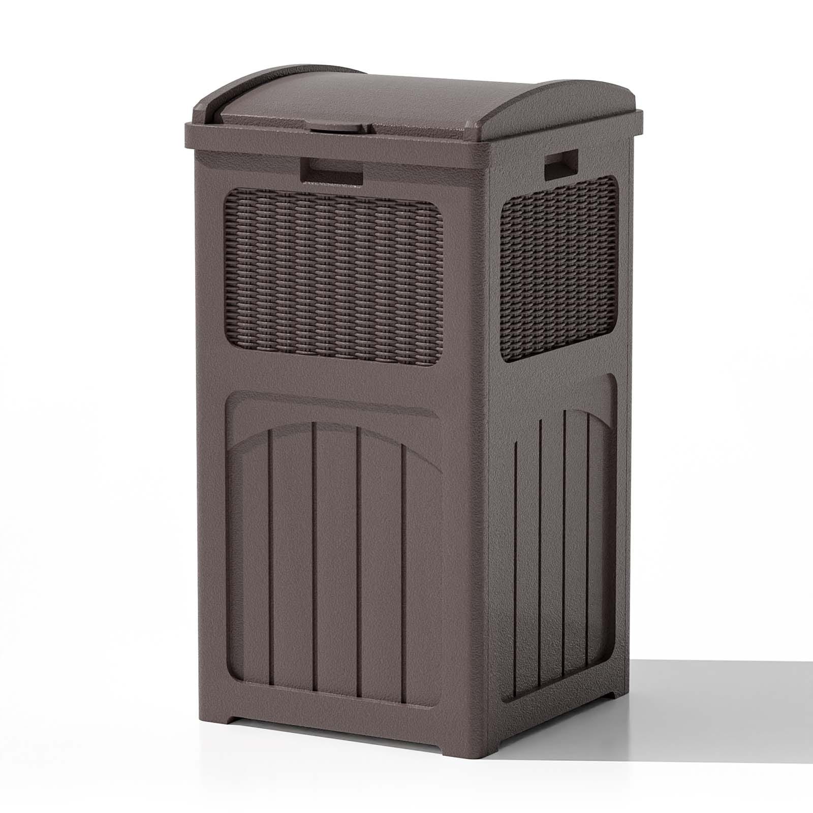 Patiowell Roosevelt 39 Gallon Various Colors Durable Resin Outdoor Trash Can With Secure Lid For Indoor and Outdoor