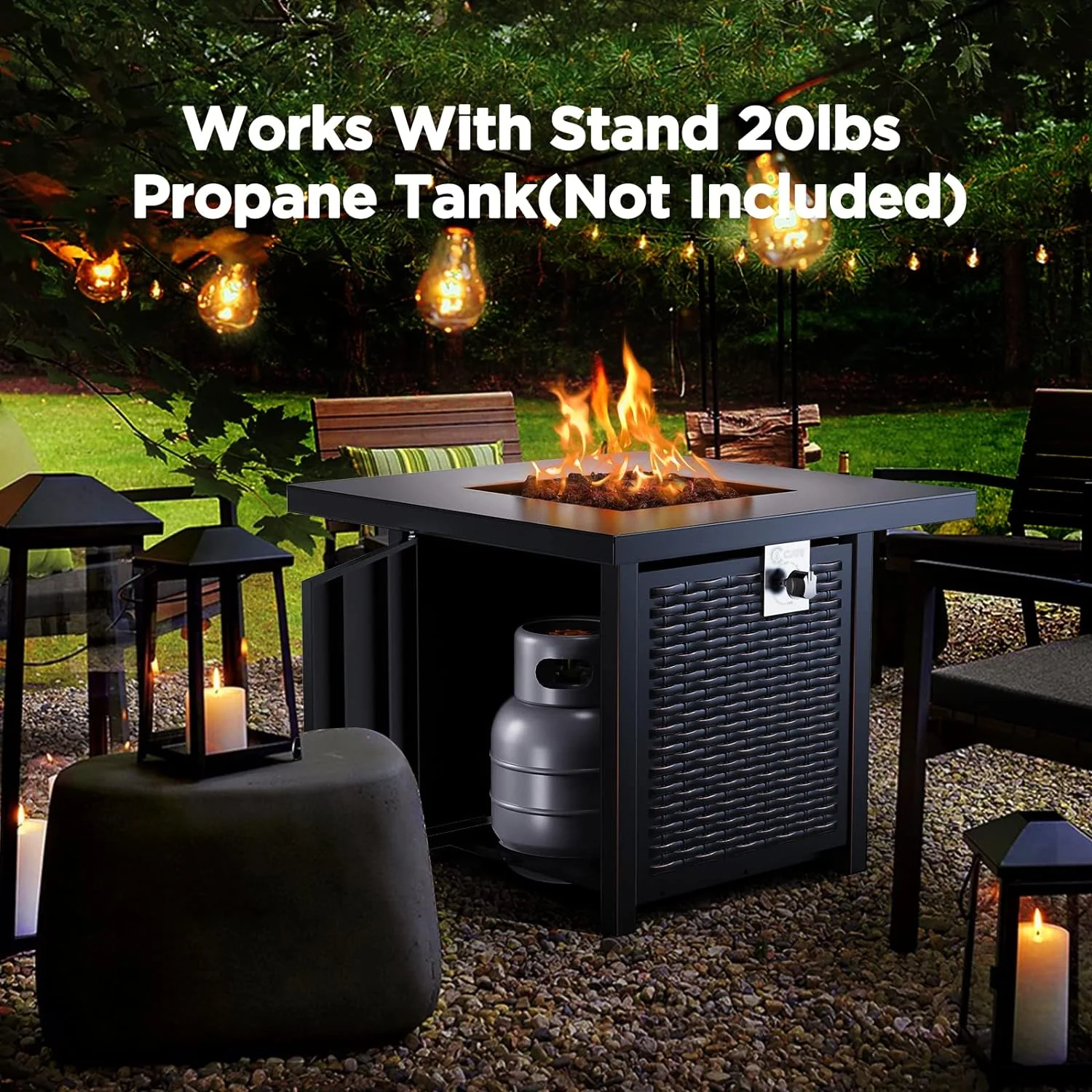 2025 Gas Fire Pit Table, 50,000 BTU Outdoor Propane Fire Pit