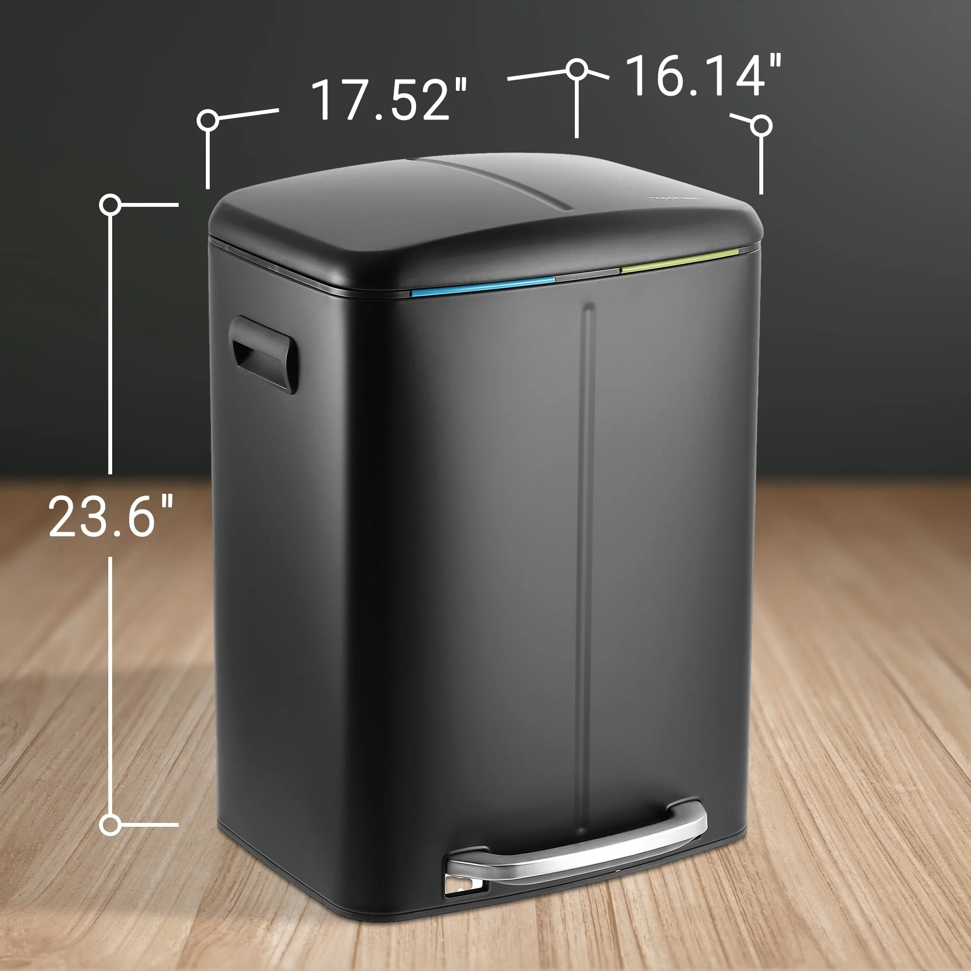 happimess 10.6-Gallon Double Bucket Trash Can with Soft Close Lid