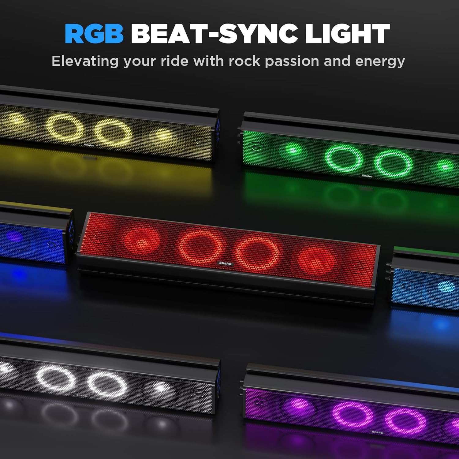 2025 25 Inch UTV Sound Bar, ATV SoundBar Bluetooth with RGB Lighting, Amplified Sound Bar, Waterproof Golf Cart Sound Bar, UTV Speakers Compatible with Polaris RZR Can-Am