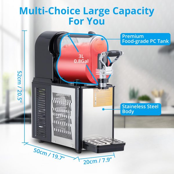 Slushie Machine 3L Stainless Steel Self-Cleaning Slushy Maker for Frozen Drinks,Snow Melting Ideal for Home,Coffee Shop,Restaurant