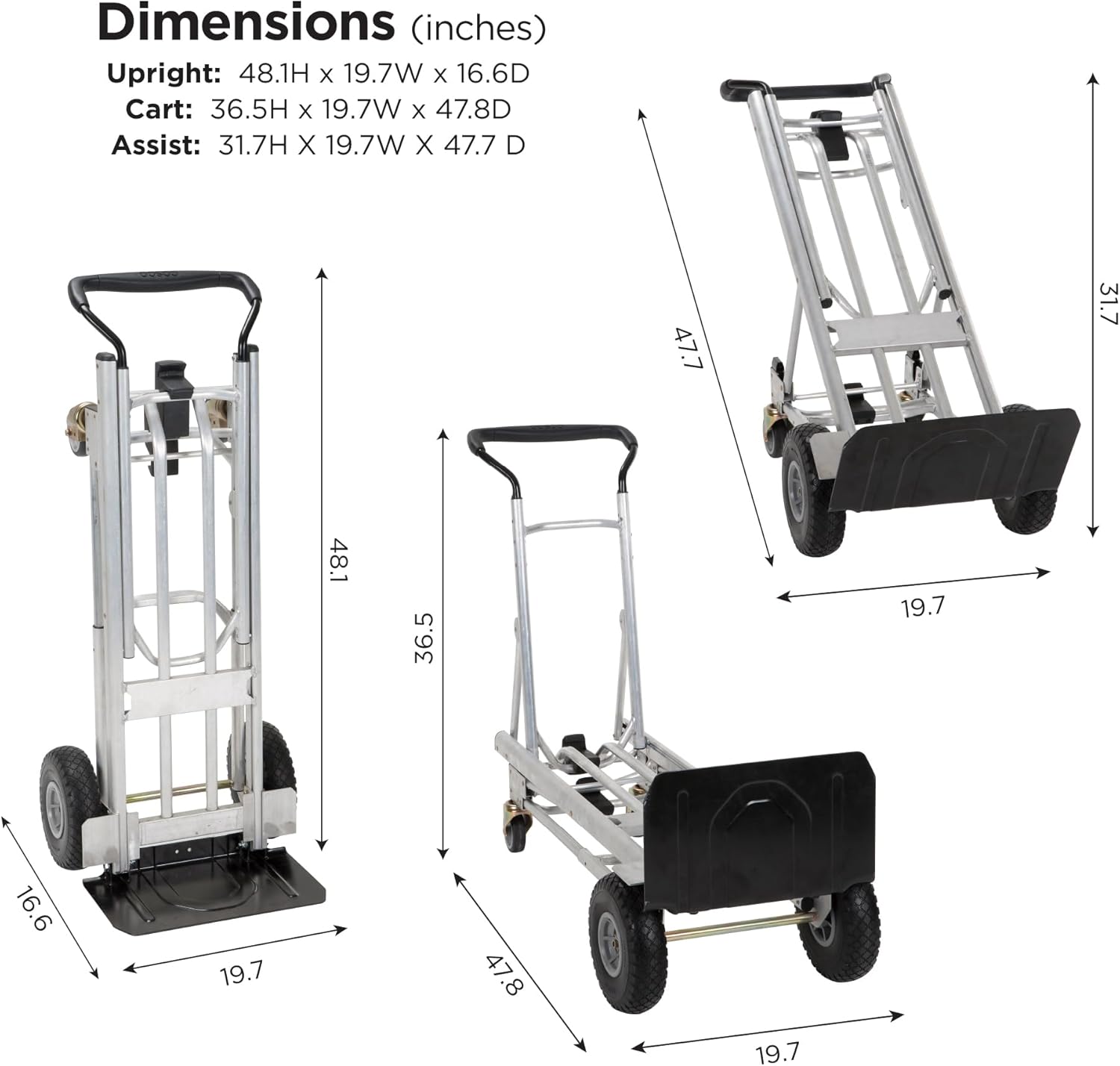 4-in-1 Folding Series Hand Truck with Flat-Free Wheels