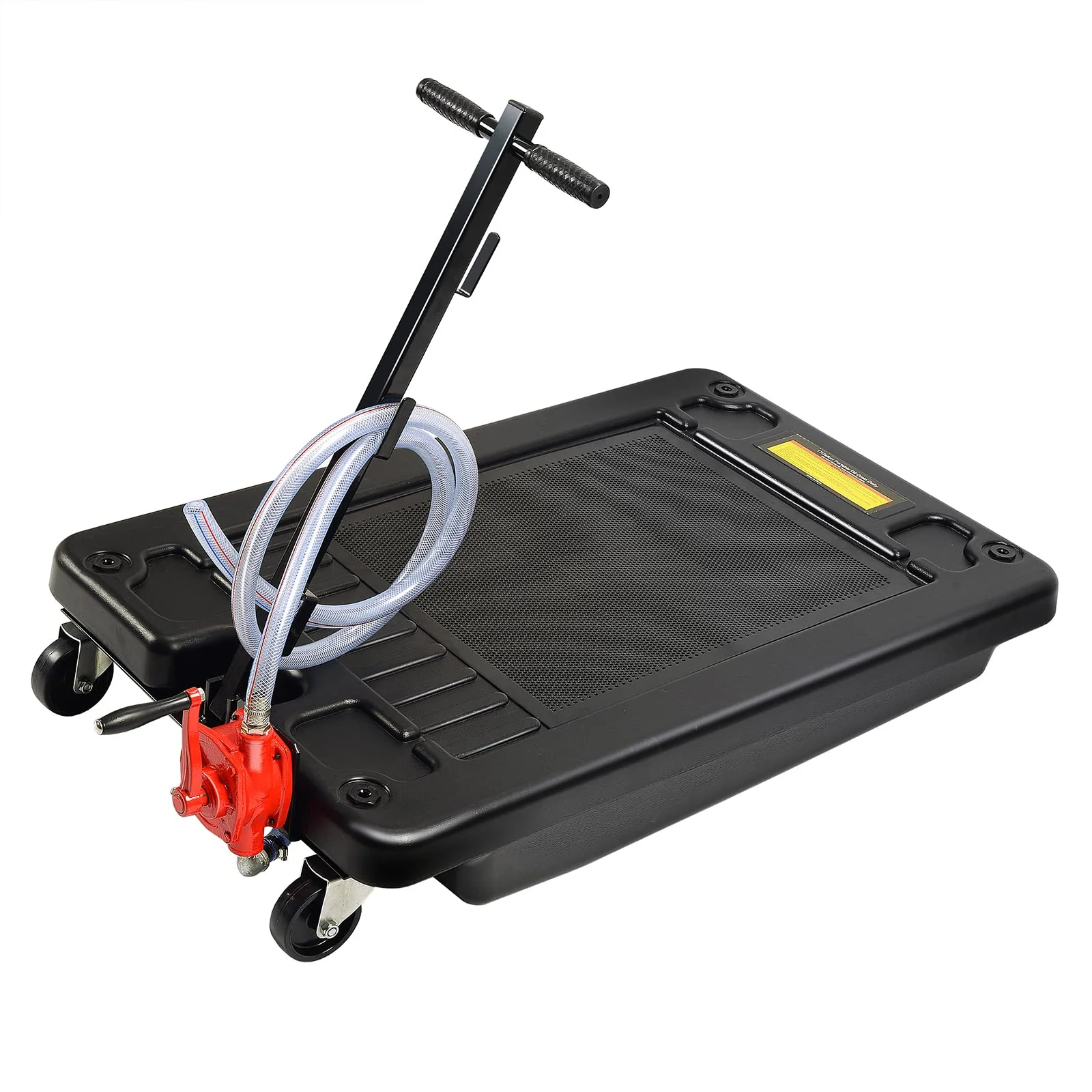 Portable Oil Drain Pan with Pump 17 Gallon Low Profile Oil Change Pan for Truck Car with 8' Hose