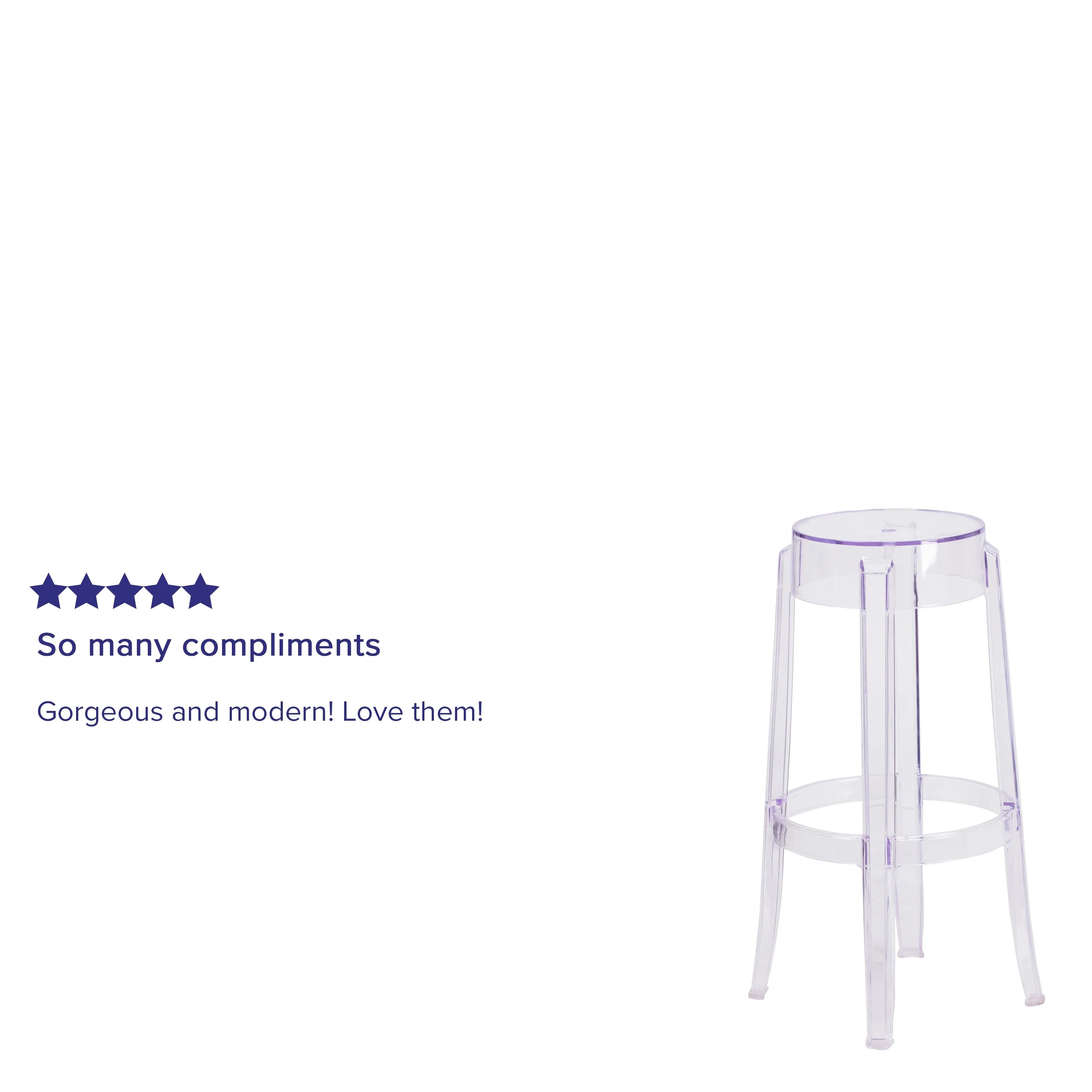 Flash Furniture Laney 29.75” High Transparent Barstool