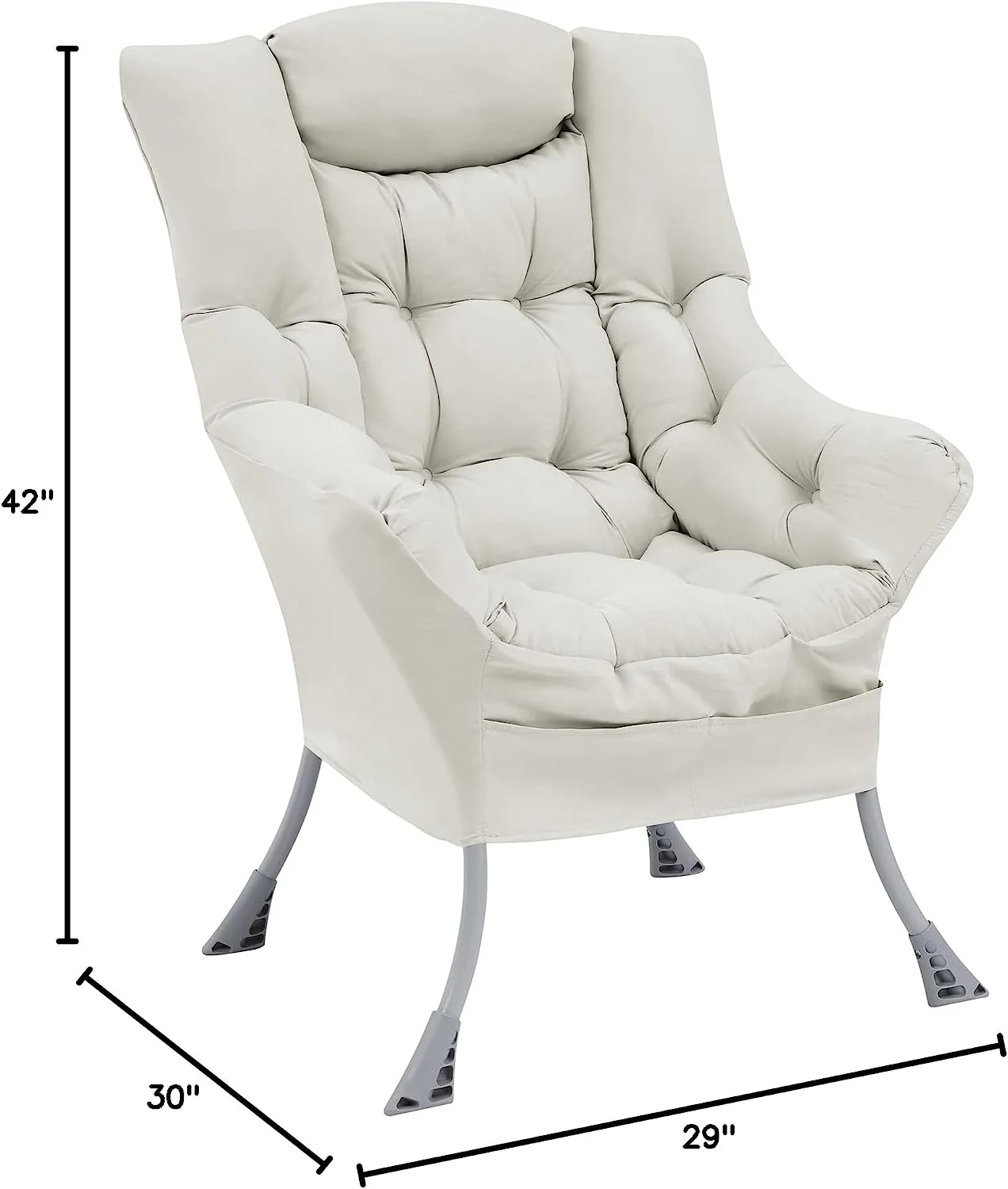 2025 Living and More High Back Sofa Chair, Modern Fabric Lazy Chair, Accent Contemporary Lounge Chair, Cool Grey