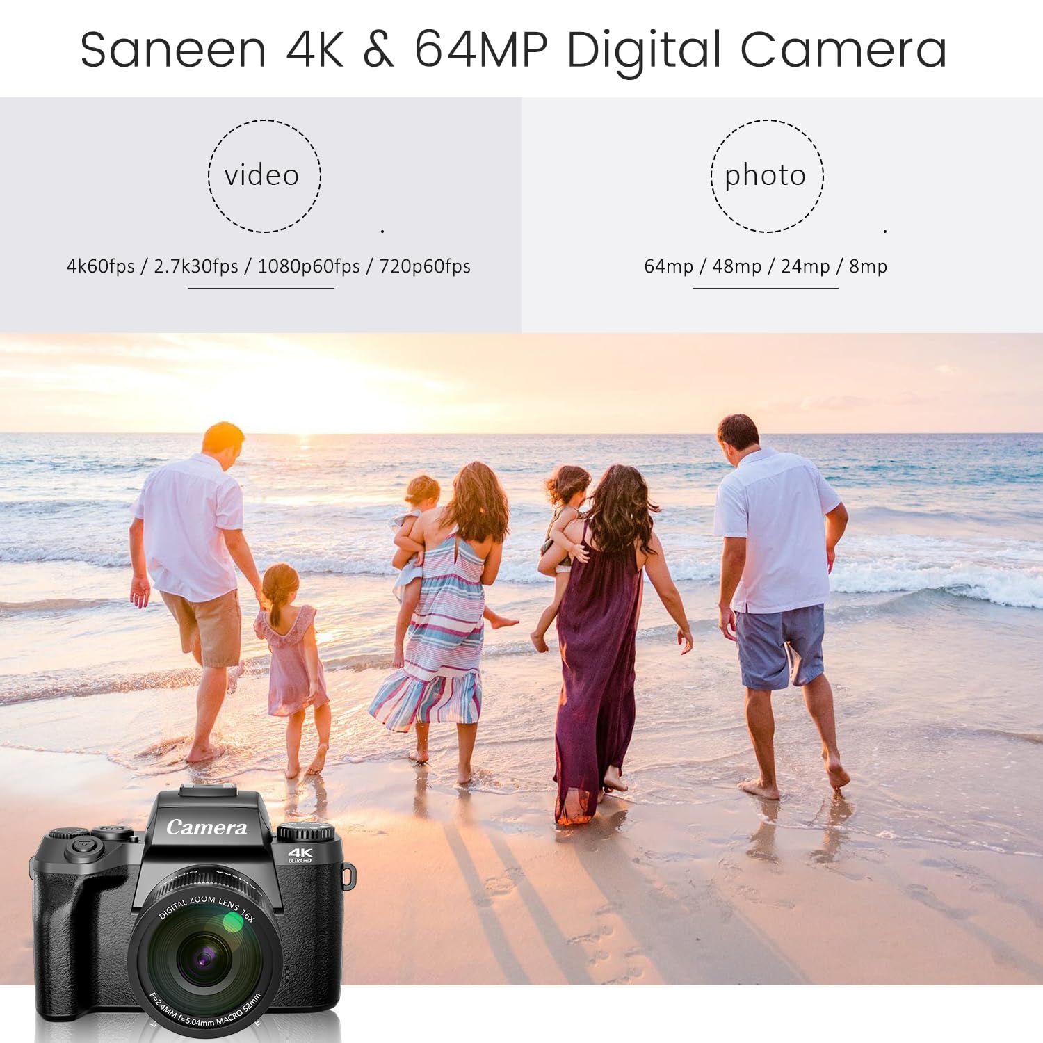 Saneen Digital Camera, 4k Cameras for Photography & Video