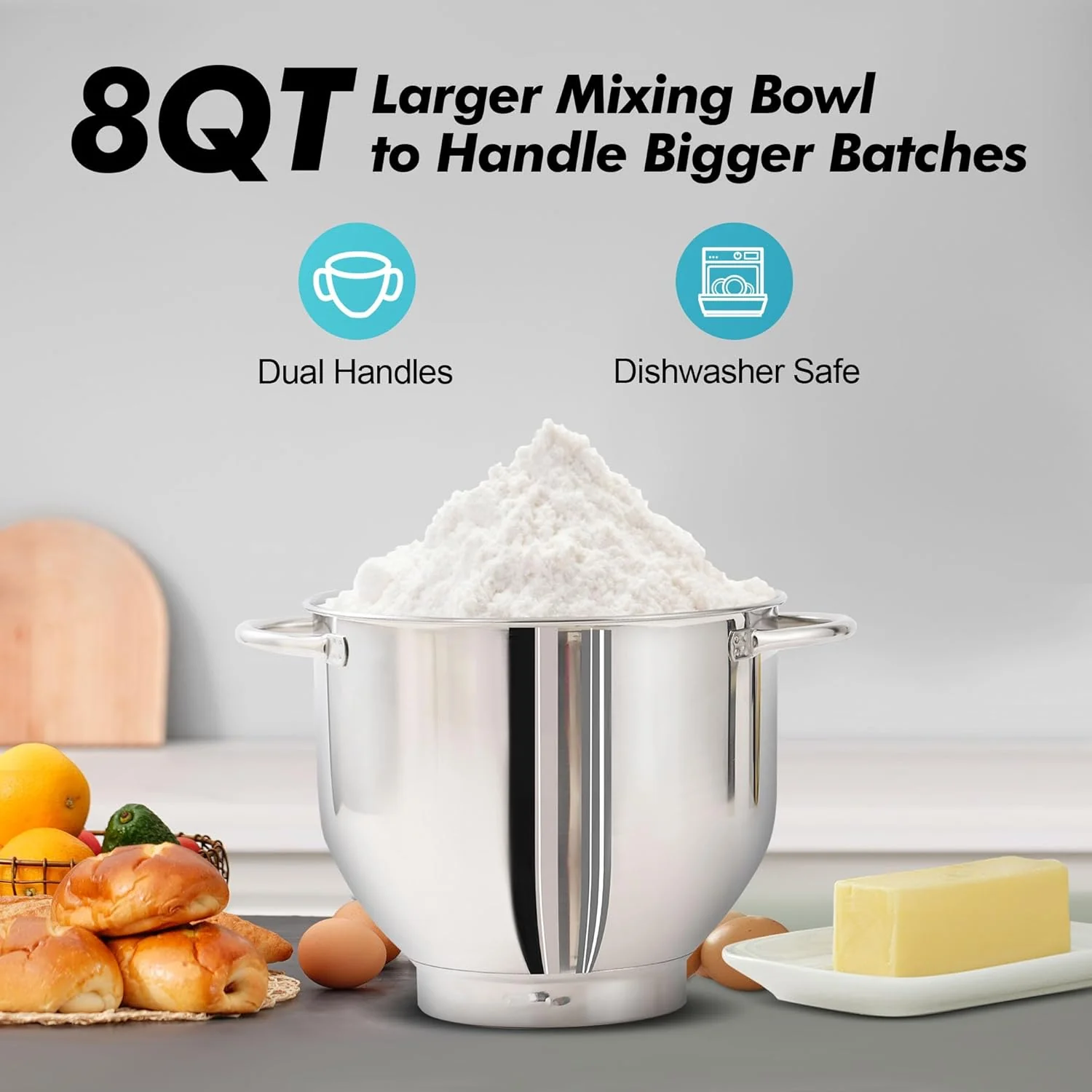 Aucma Stand Mixer,6.5-QT 660W 6-Speed Tilt-Head Food Mixer, Kitchen Electric Mixer with Dough Hook