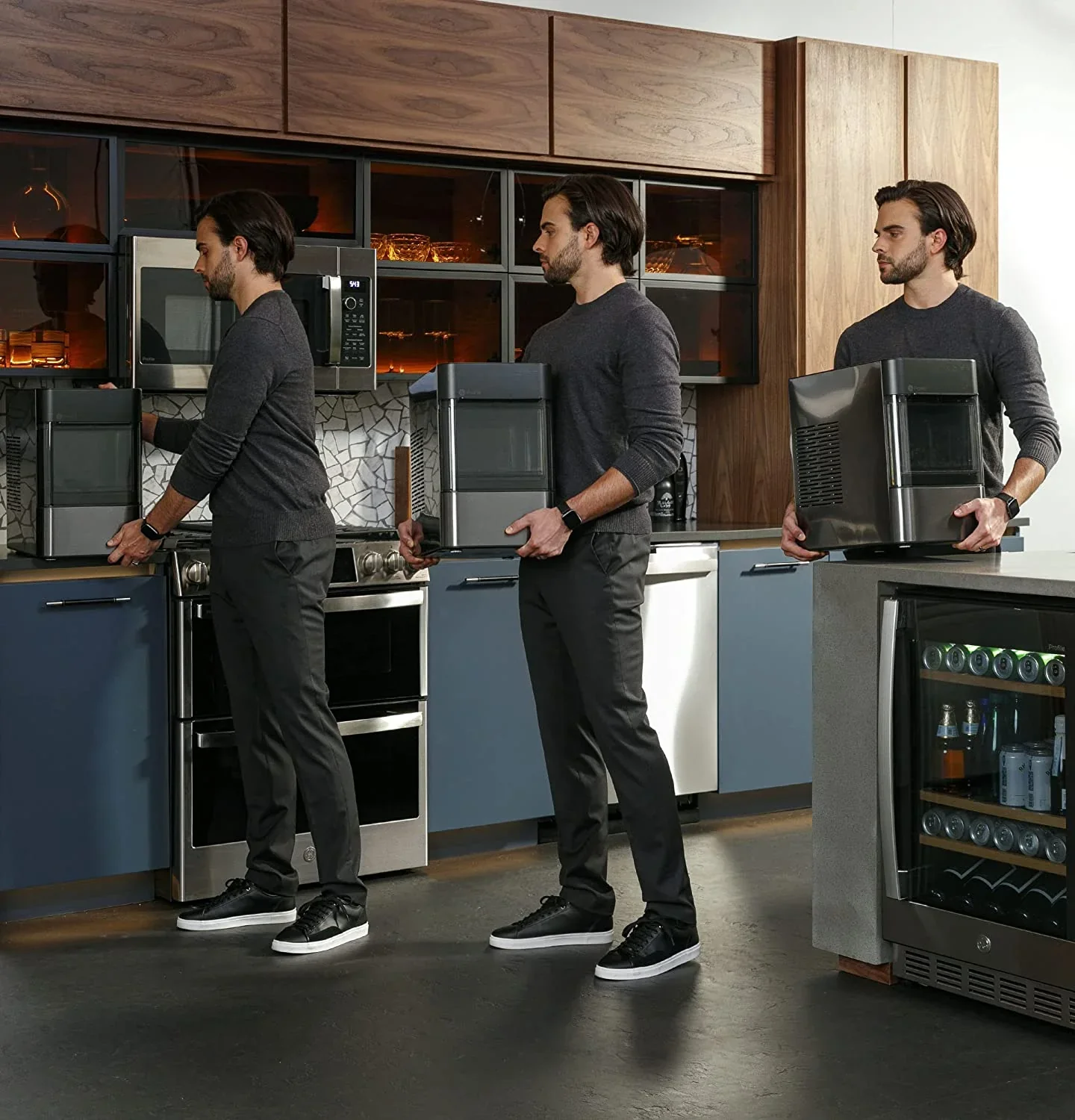 Countertop Nugget Ice Maker | Ice Machine with WiFi Connectivity | Smart Home Kitchen Essentials | Black Stainless