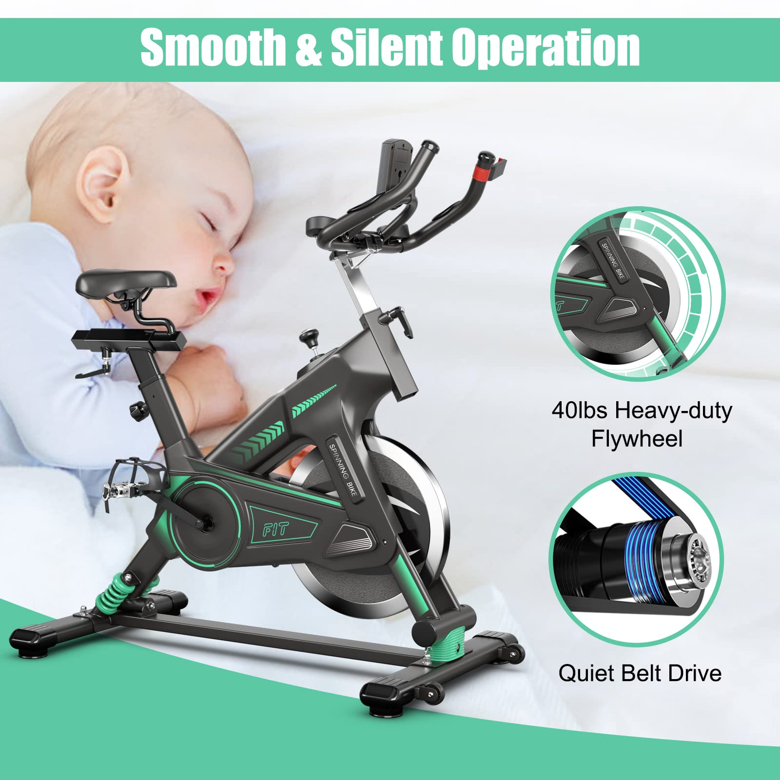 2025 Indoor Cycling Bike, Stationary Exercise Bike Workout Bike with Device Holders