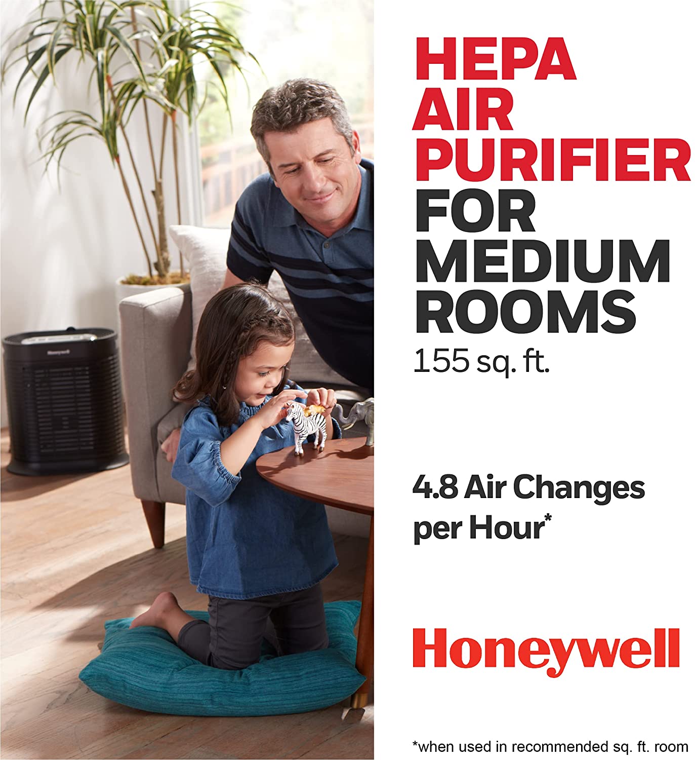 Honeywell HPA100 HEPA Air Purifier, Medium Room (155 sq. ft)