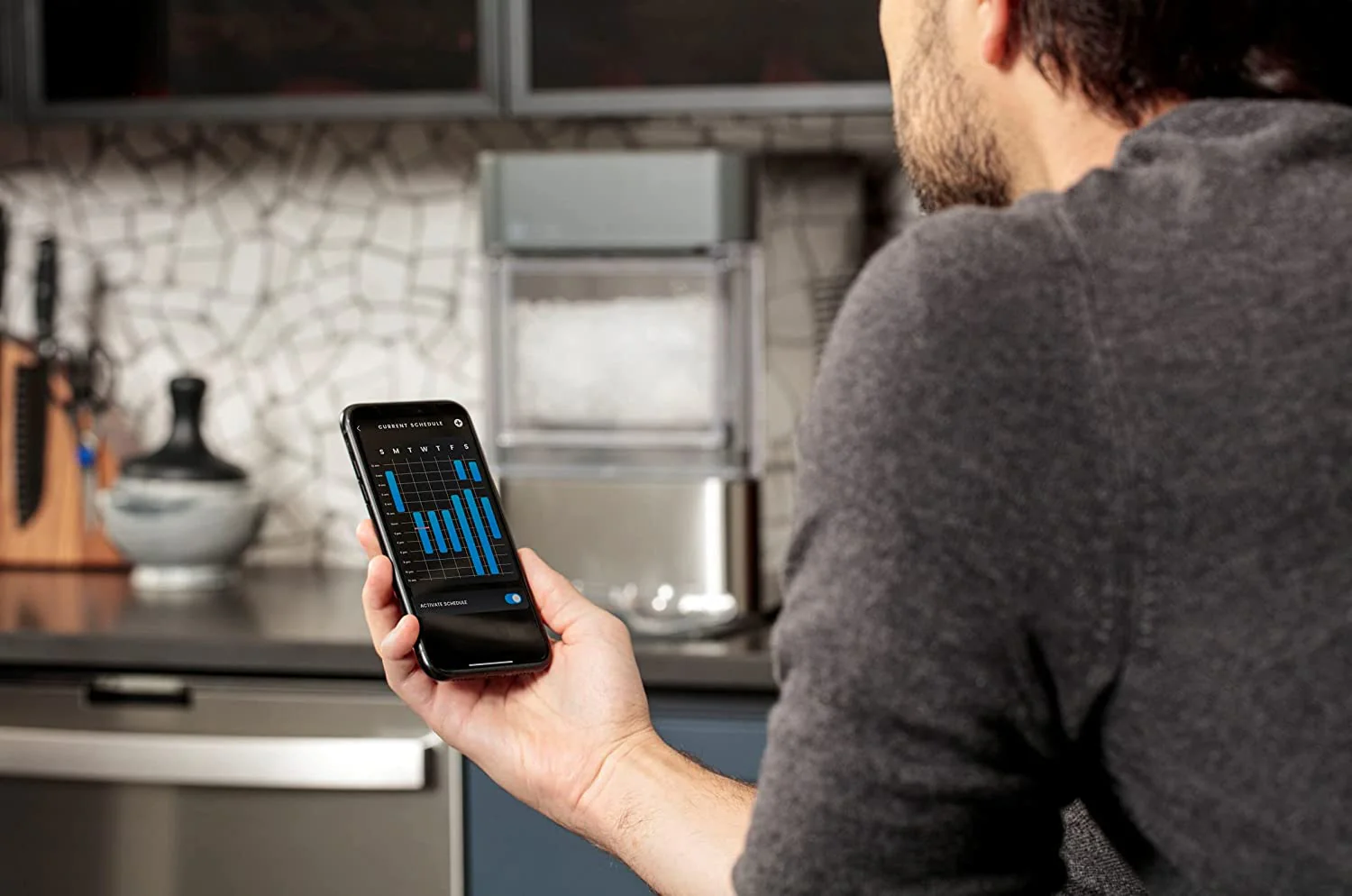 2.0 Countertop Nugget Ice Maker | Ice Machine with WiFi Connectivity | Smart Home Kitchen Essentials | Black Stainless