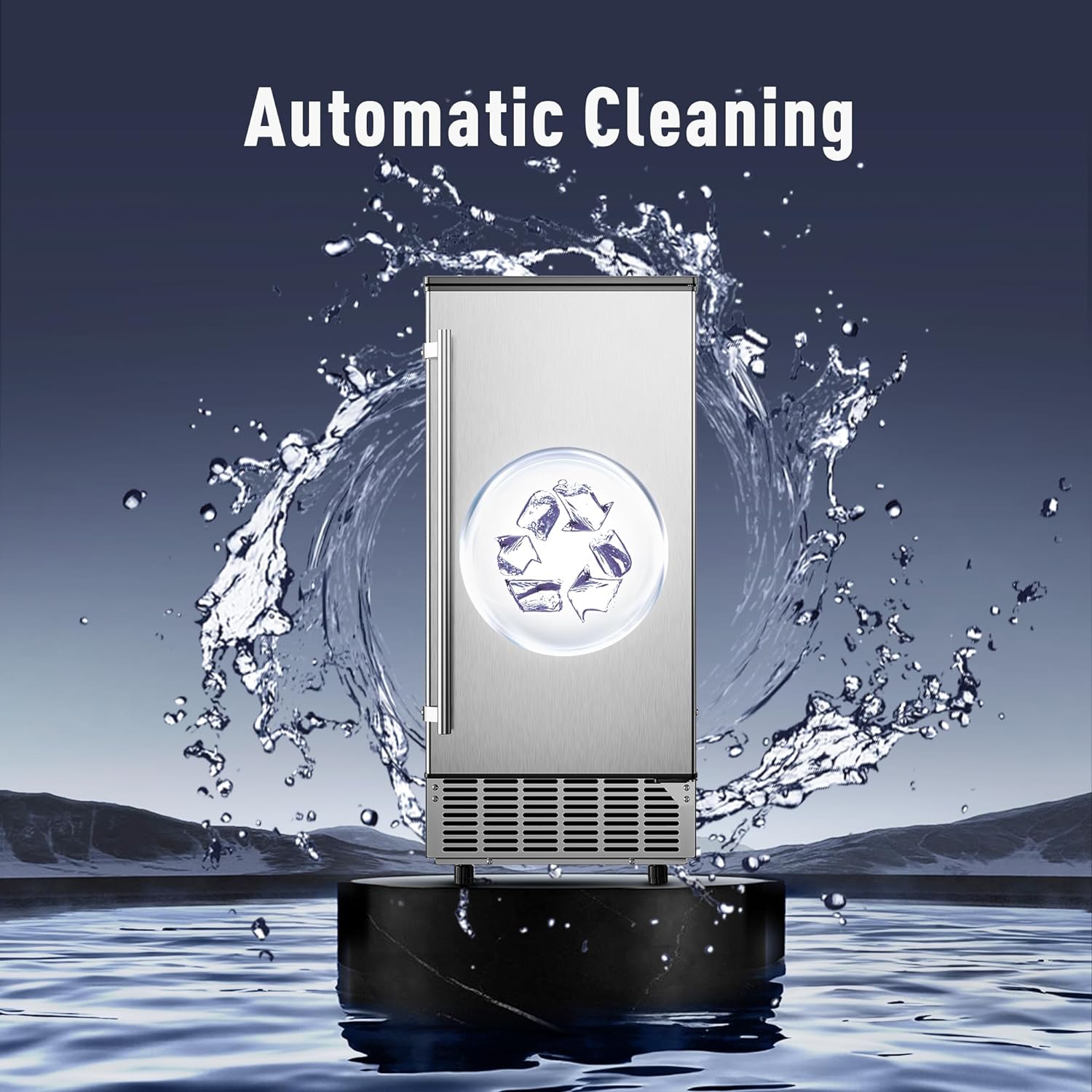 Commercial Under Counter Ice Maker Machine, 80Lbs/Day with 24lbs Ice Storage, Built-in Drain Pump/Automatic Cleaning/Timing Setting/Smart LCD Panel, Ideal for Both Home and Commercial Use