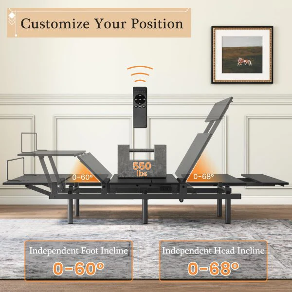Adjustable Bed Frame -Wireless Remote -Memory Function -Adjustable Bed Base -Head and Foot Lift Incline -Zero Gravity -Quiet Motorfor Lying Down, Reading, Watching TV,Fatigue,Backache[Twin]