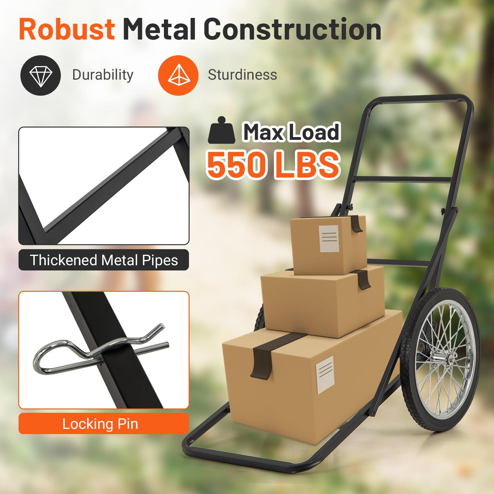 2025 Folding Deer Cart with Polyester Liner, 550 LBS Heavy-Duty Hunting Game Hauler with 20