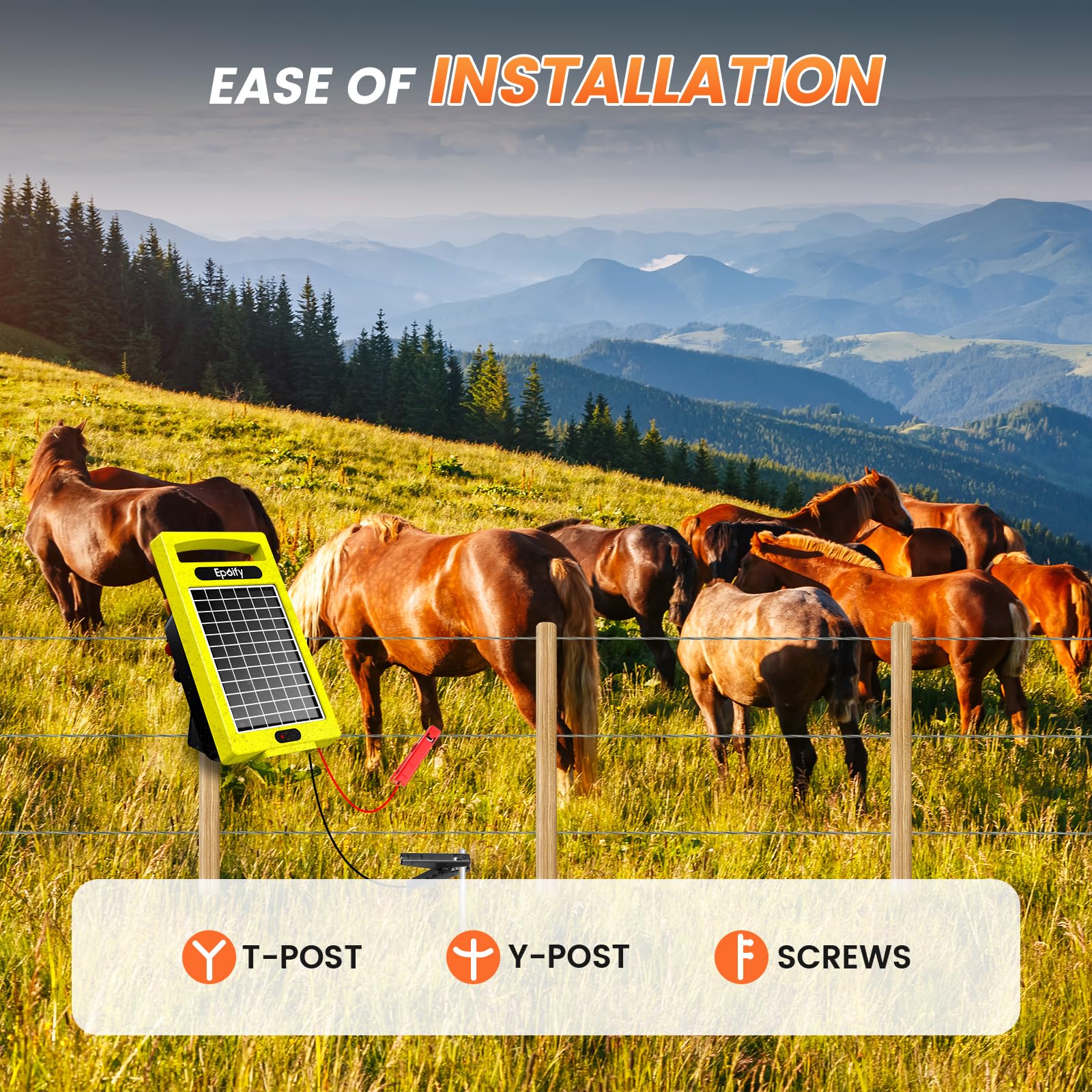 Epoify 24 Hour Solar Electric Fence Charger, Up to 10200v Output Range