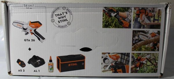 2025 STIHL GTA 26 PRUNER CHAINSAW W CARRYING CASE, BATTERY AND CHARGER.