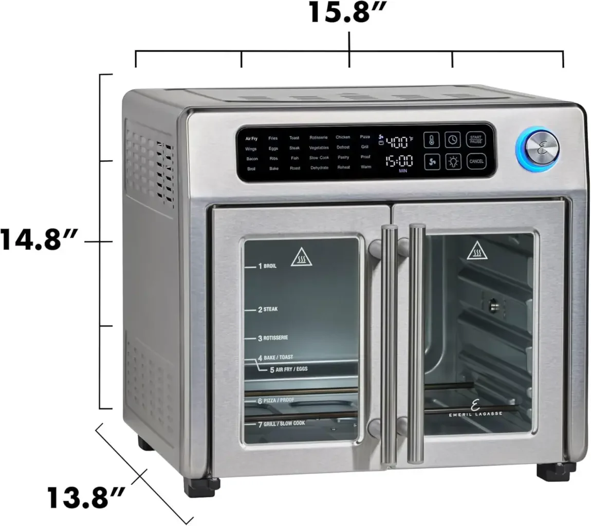 2025 Emeril Lagasse 26 QT Extra Large Air Fryer, Convection Toaster Oven with French Doors, Stainless Steel