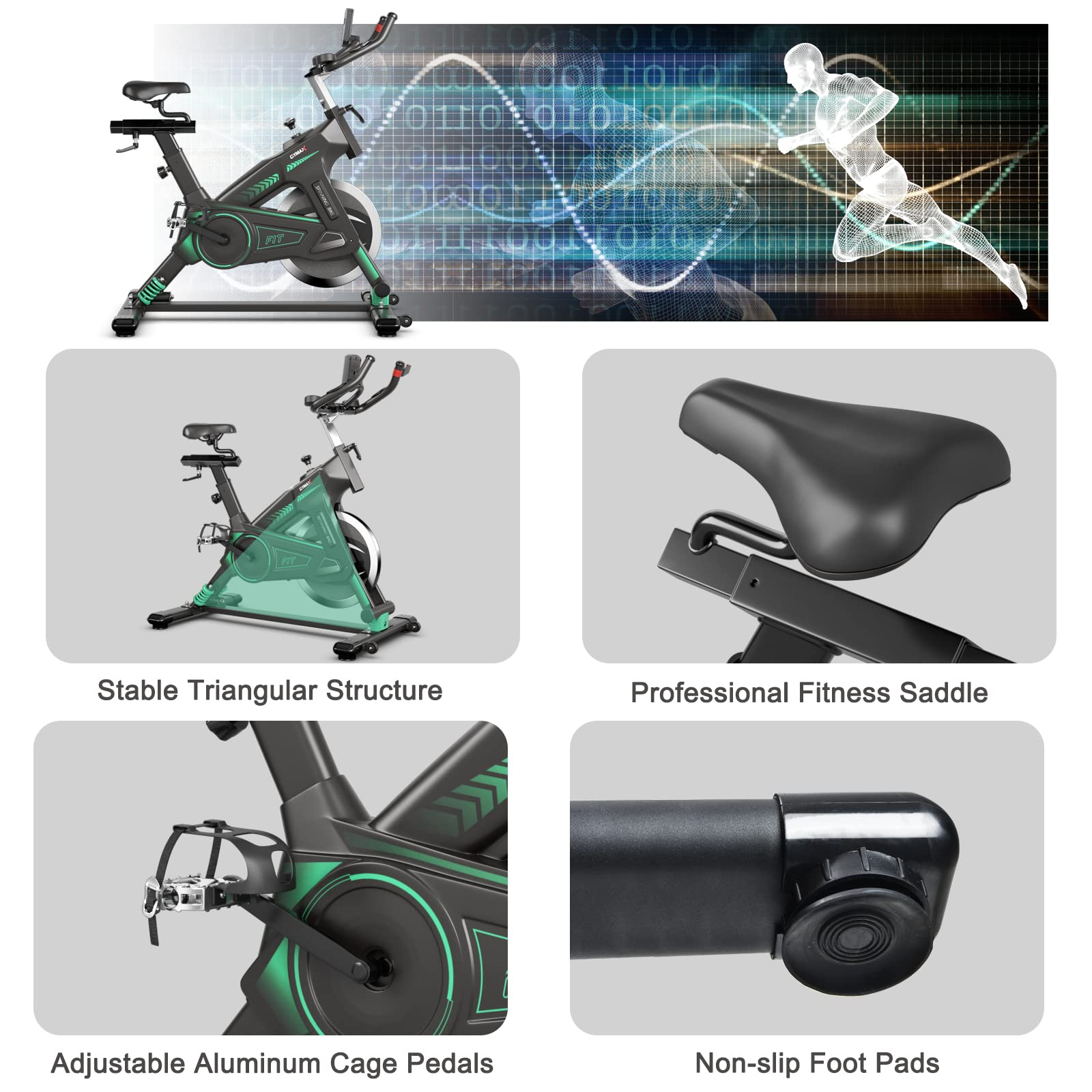 2025 Indoor Cycling Bike, Stationary Exercise Bike Workout Bike with Device Holders