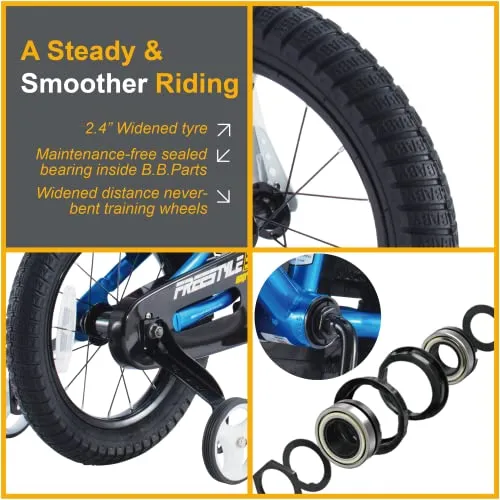 Royalbaby Kids Bike Freestyle BMX Bicycle with Training Wheels Kickstand