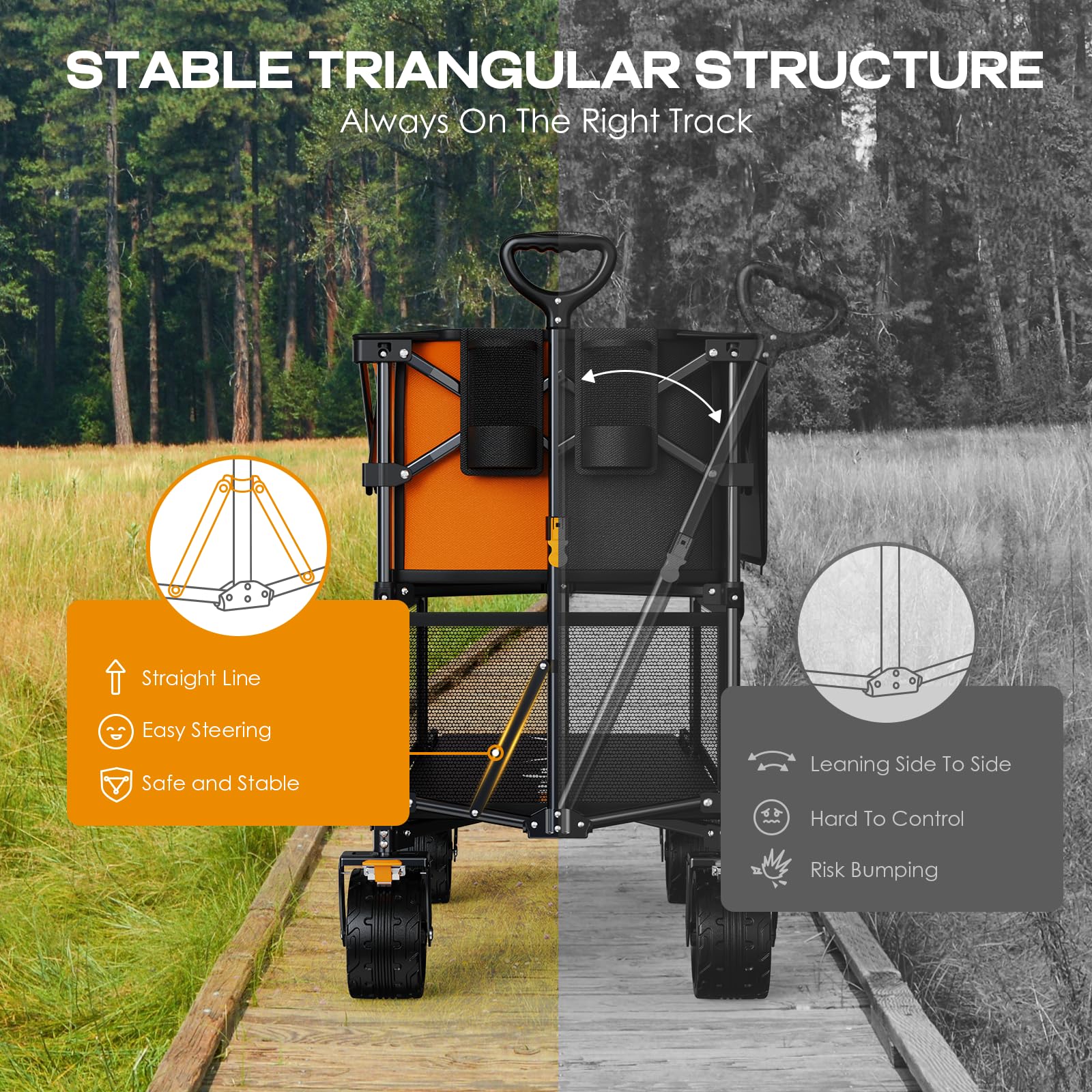 Uyittour Foldable 50''L Extra Long Double Decker Wagon for Sport