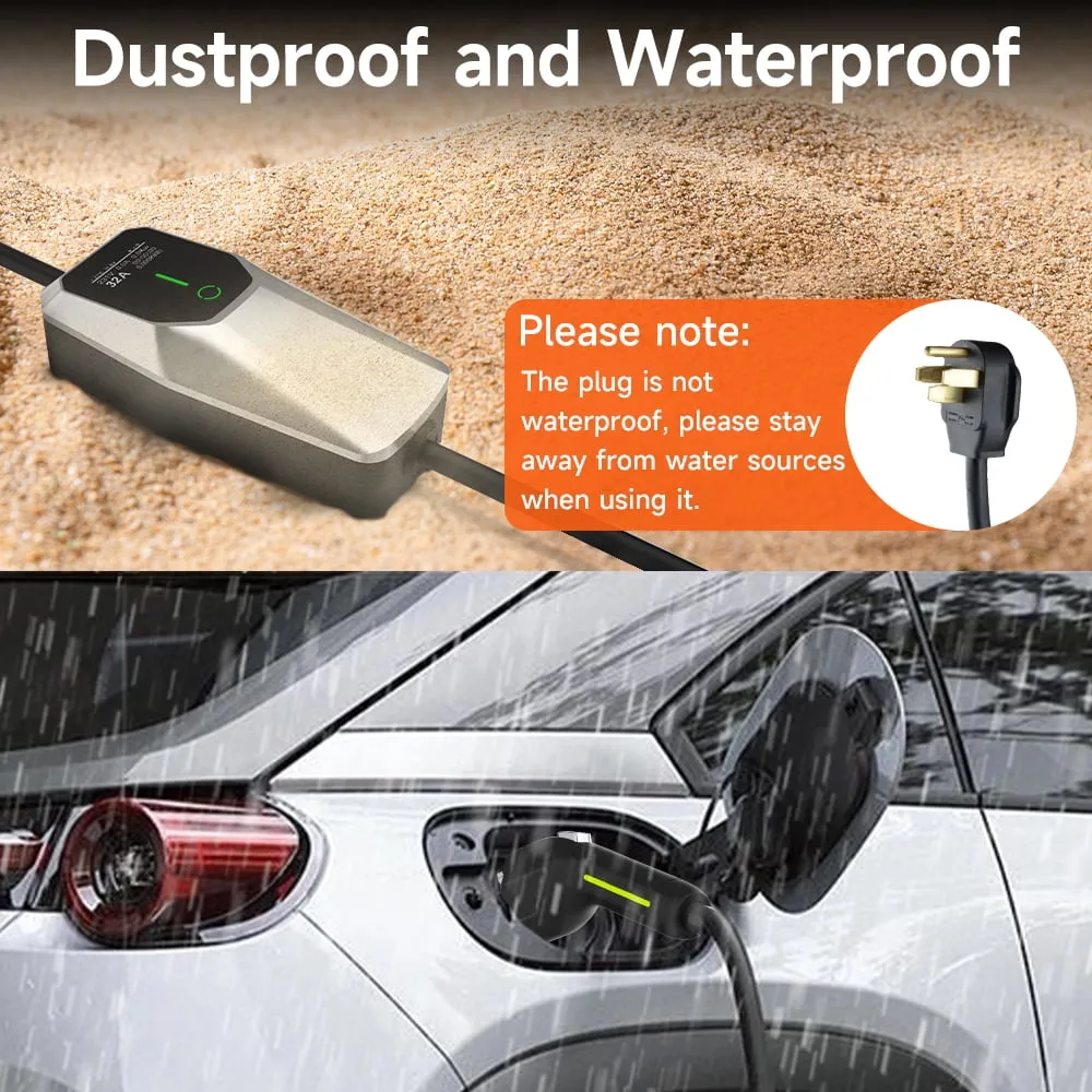32 Amp Level 1&2 Portable EV Charger ,26FT Cable NEMA 14-50 Plug for Electric Car Home Charging Station 7.68KW