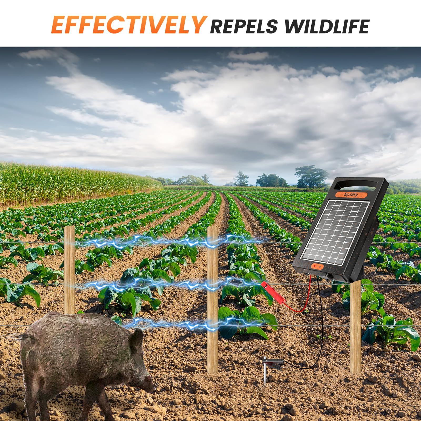Epoify 24 Hour Solar Electric Fence Charger, Up to 10200v Output Range
