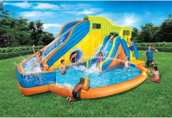 2025 BANZAI Pipeline Twist Kids Inflatable Outdoor Backyard Water Pool Aqua Splash Park and Slides