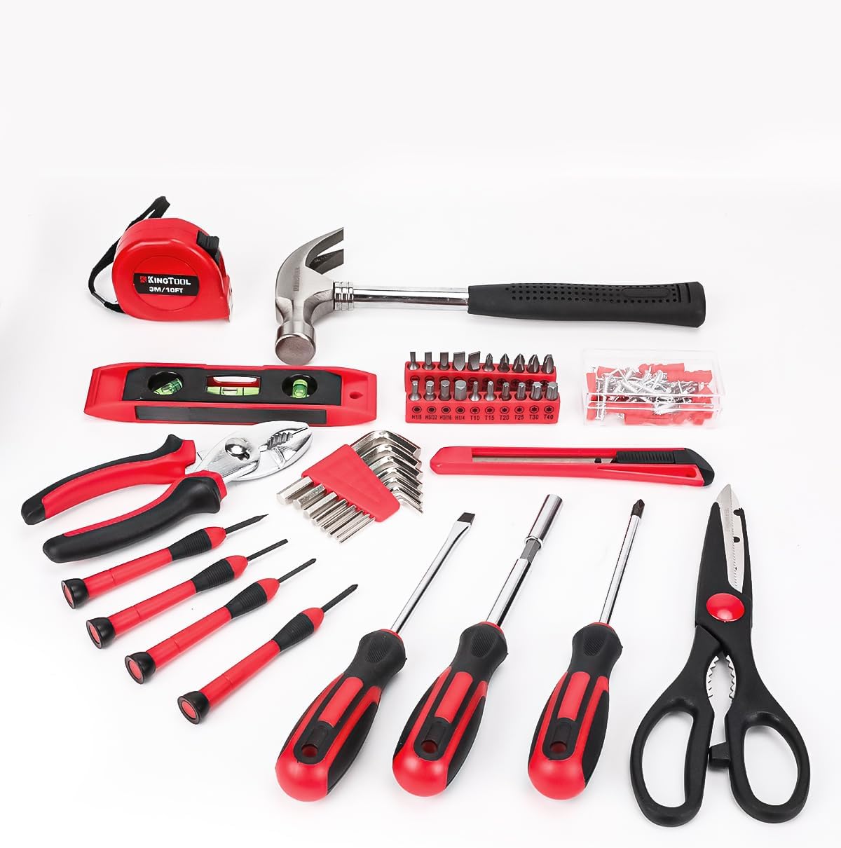 KINGTOOL Home Tool Set Kit - 286 PCS Home Auto Repair Tool Kit with Rolling Tool Box, Mechanic Tool Sets with 21V Max Cordless Power drill, Perfect for Homeowner, Diyer, Handyman