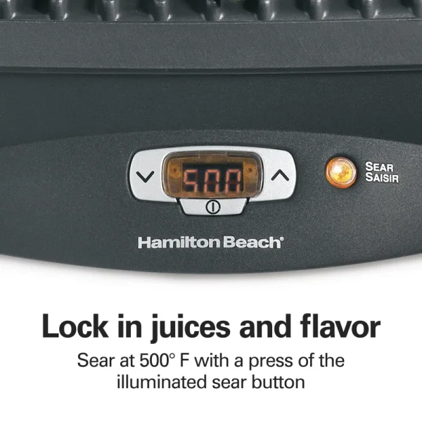 25331 Steak Lover s 100 sq. in. Black Indoor Grill with Lid