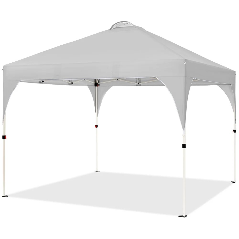 Alden Design Outdoor Canopy Tent with Stakes Ropes Sandbags Wheeled Bag for Patio, Light Gray