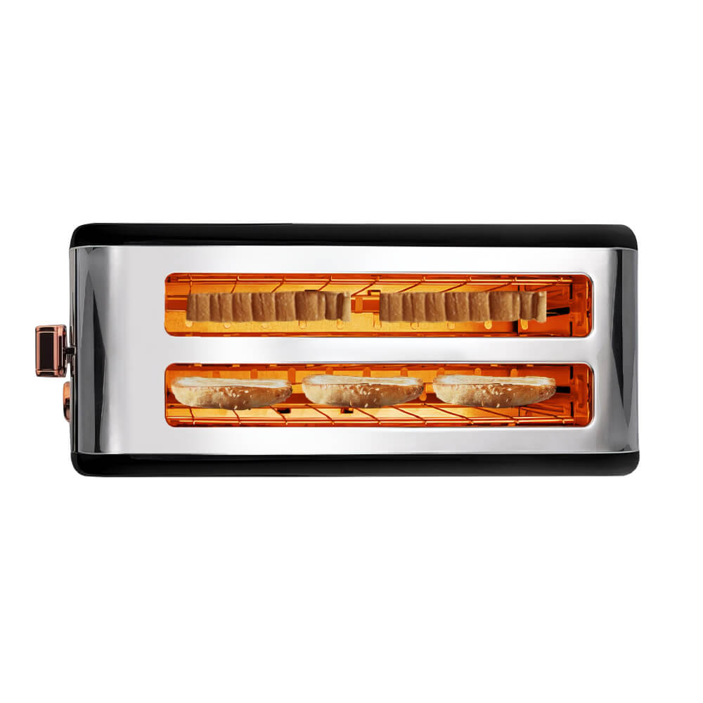 4-Slice 1500W Stainless Steel Toaster with Extra Long Slots and 6 Settings