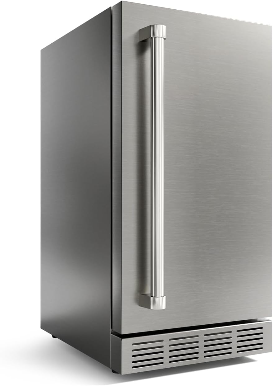 15 Inch Outdoor Refrigerator, Weather Proof Stainless Steel Beverage Beer Cooler Under Counter Fridge, Indoor/Outdoor Refrigerator with 3 Shelves for Patio Kitchen and Commercial Use