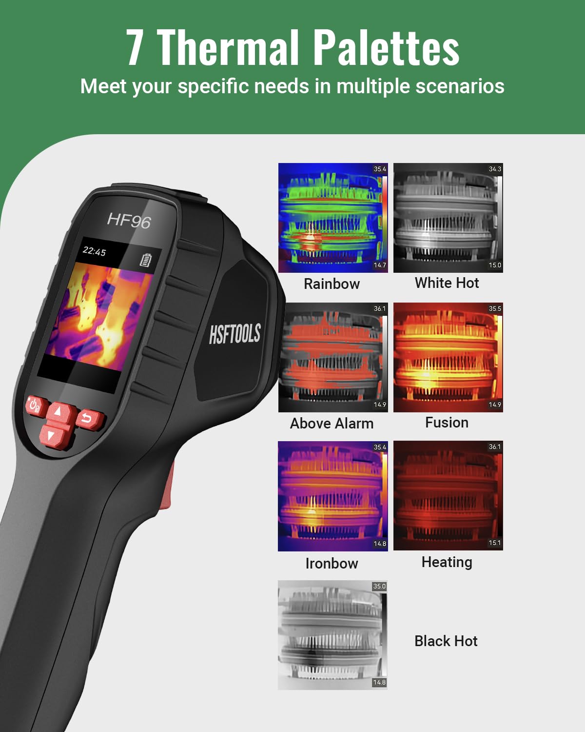 Thermal Camera, Super Resolution 240 x 240, Thermal Imaging Camera with Laser Pointer, 96 x 96 IR Resolution, 25 HZ Infrared Camera,-4°F to 1022°F, 50°FOV, 8h Battery Life Thermal Imager