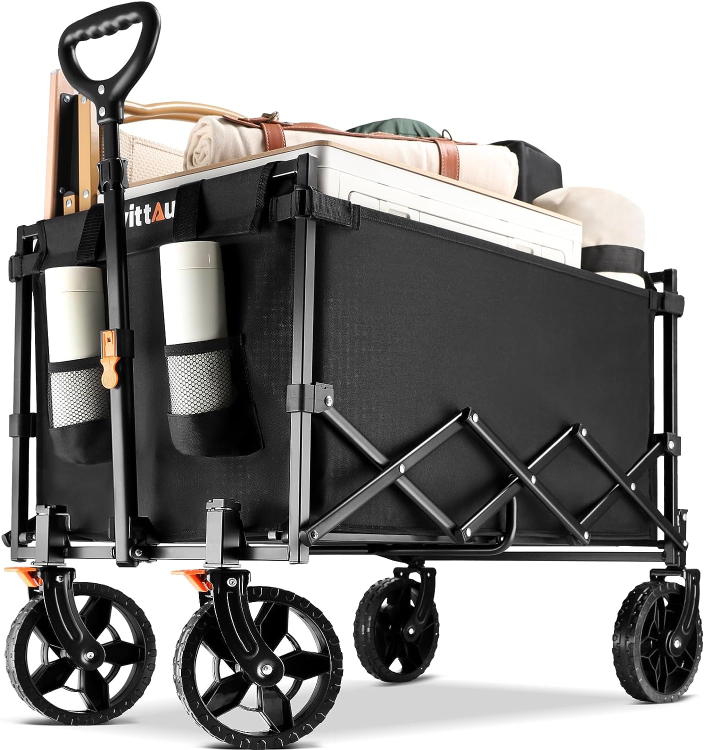 2025 Uyittour Collapsible Wagon Cart Heavy Duty Foldable, Utility Grocery Wagon for Camping Sports Shopping