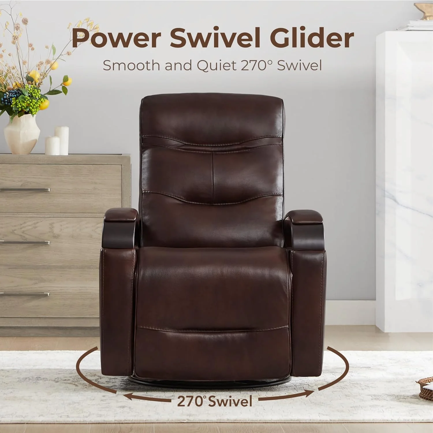 Genuine Leather Power Swivel Glider Rocker Recliner
