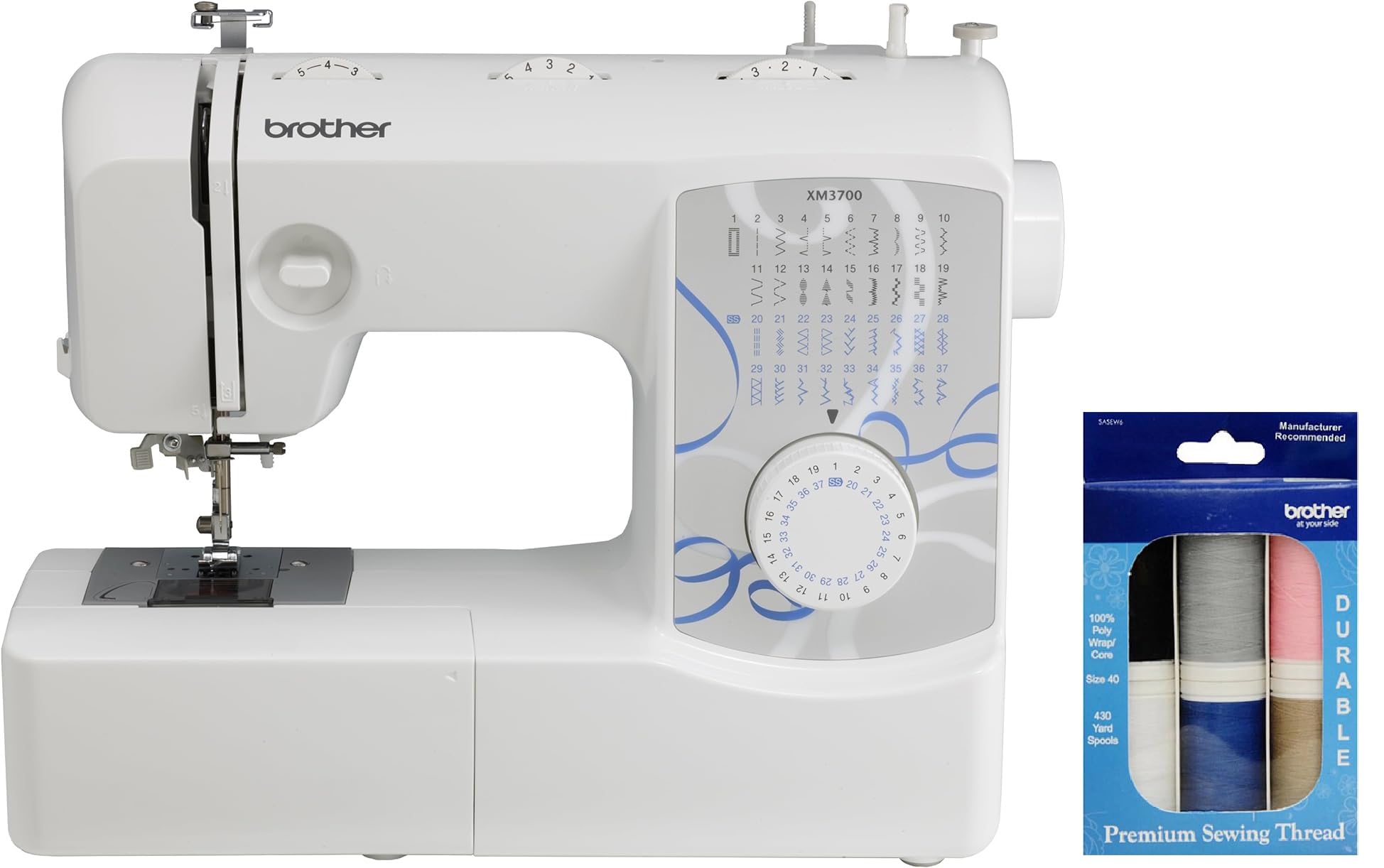 Brother XM3700 Machine, 37 Built-in Stitches, 5 Included Sewing Feet