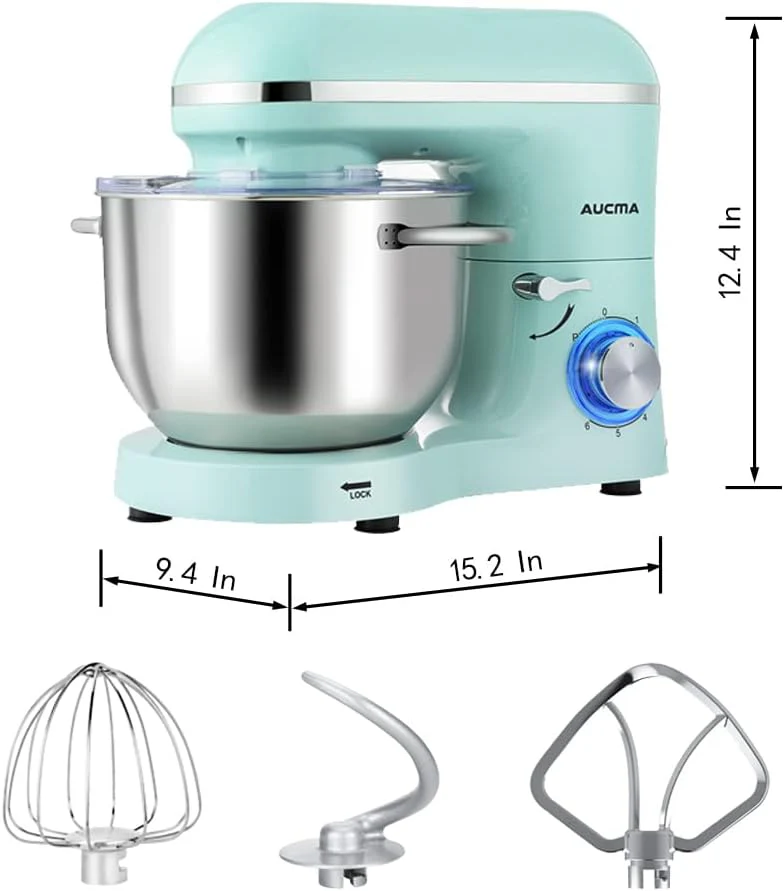 Aucma Stand Mixer,6.5-QT 660W 6-Speed Tilt-Head Food Mixer, Kitchen Electric Mixer with Dough Hook