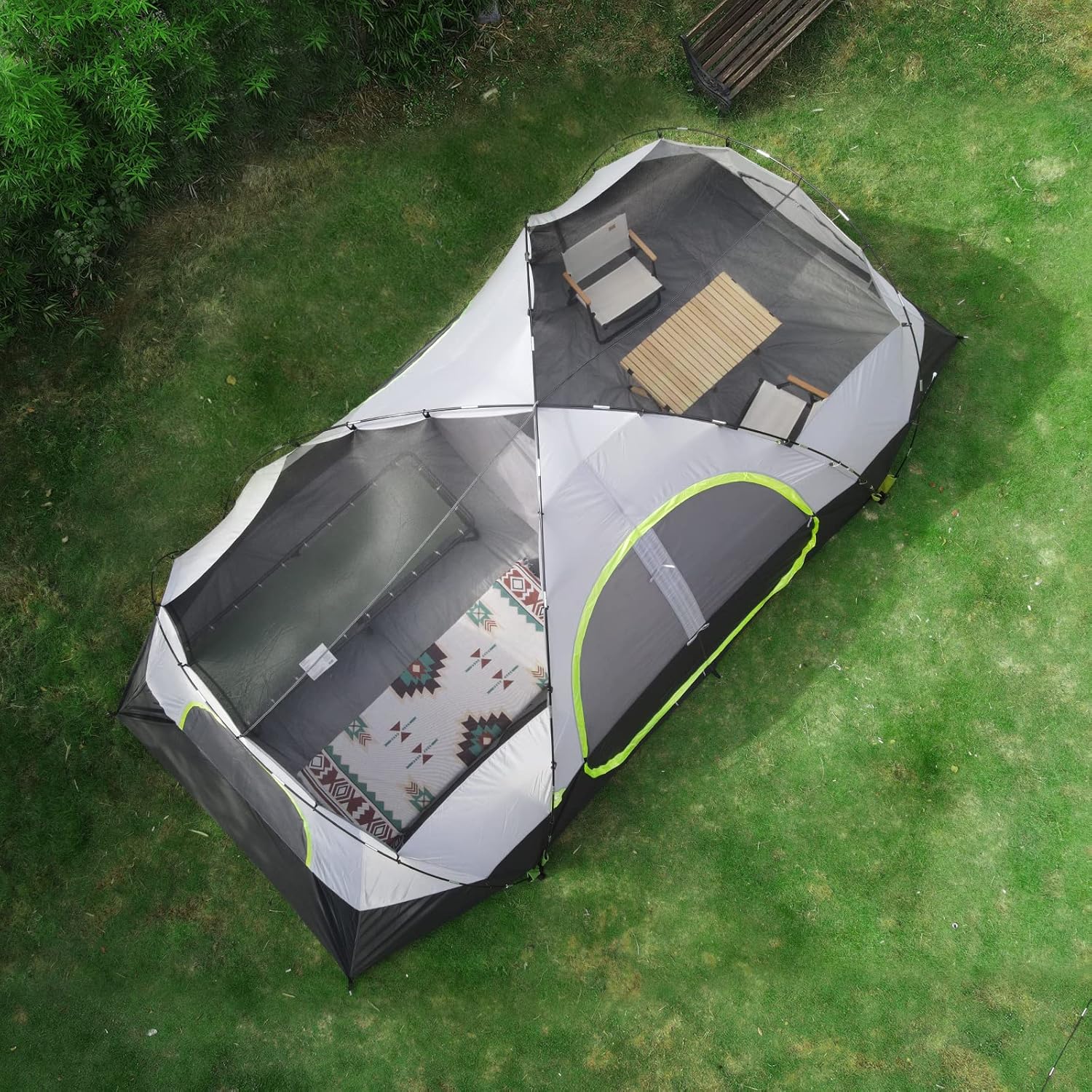 Camping Tent 10-Person-Family Tents, Parties, Music Festival Tent, Big, Easy Up, 5 Large Mesh Windows, Double Layer, 2 Room, Waterproof, Weather Resistant, 18ft x 9ft x78in