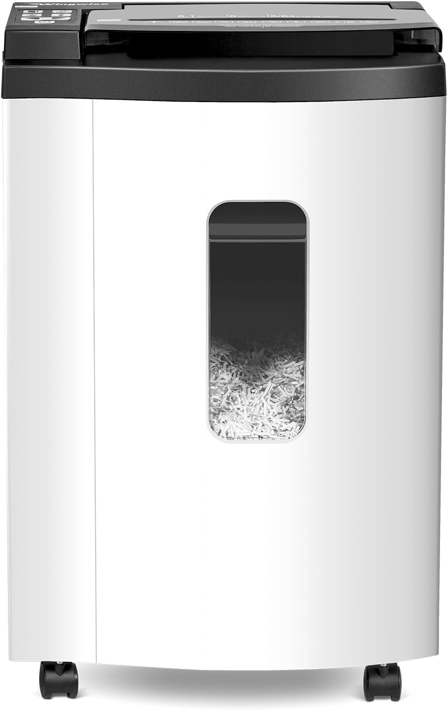 150 Sheet Auto-Feed Micro Cut Paper Shredder for Home Office Use, P-5 Super High Security (5/64 x 19/32 inches), Large 6-Gallon Bin, 20-Min Continuous Run, 55dB Ultra-Quiet, White