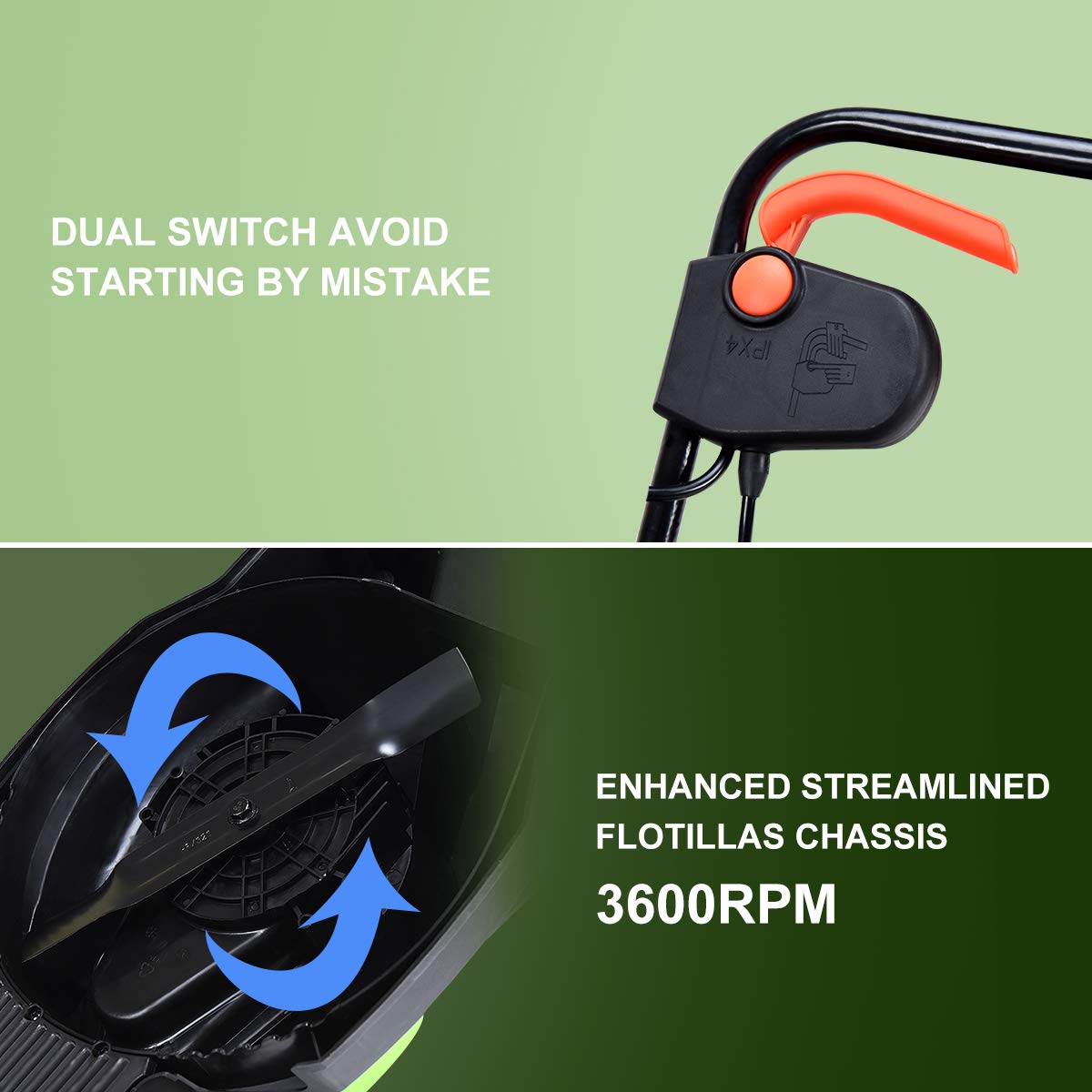 2025 14-Inch 12 Amp Lawn Mower w/Grass Bag Folding Handle Electric Push Lawn Corded Mower