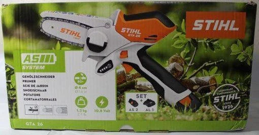 2025 STIHL GTA 26 PRUNER CHAINSAW W CARRYING CASE, BATTERY AND CHARGER.