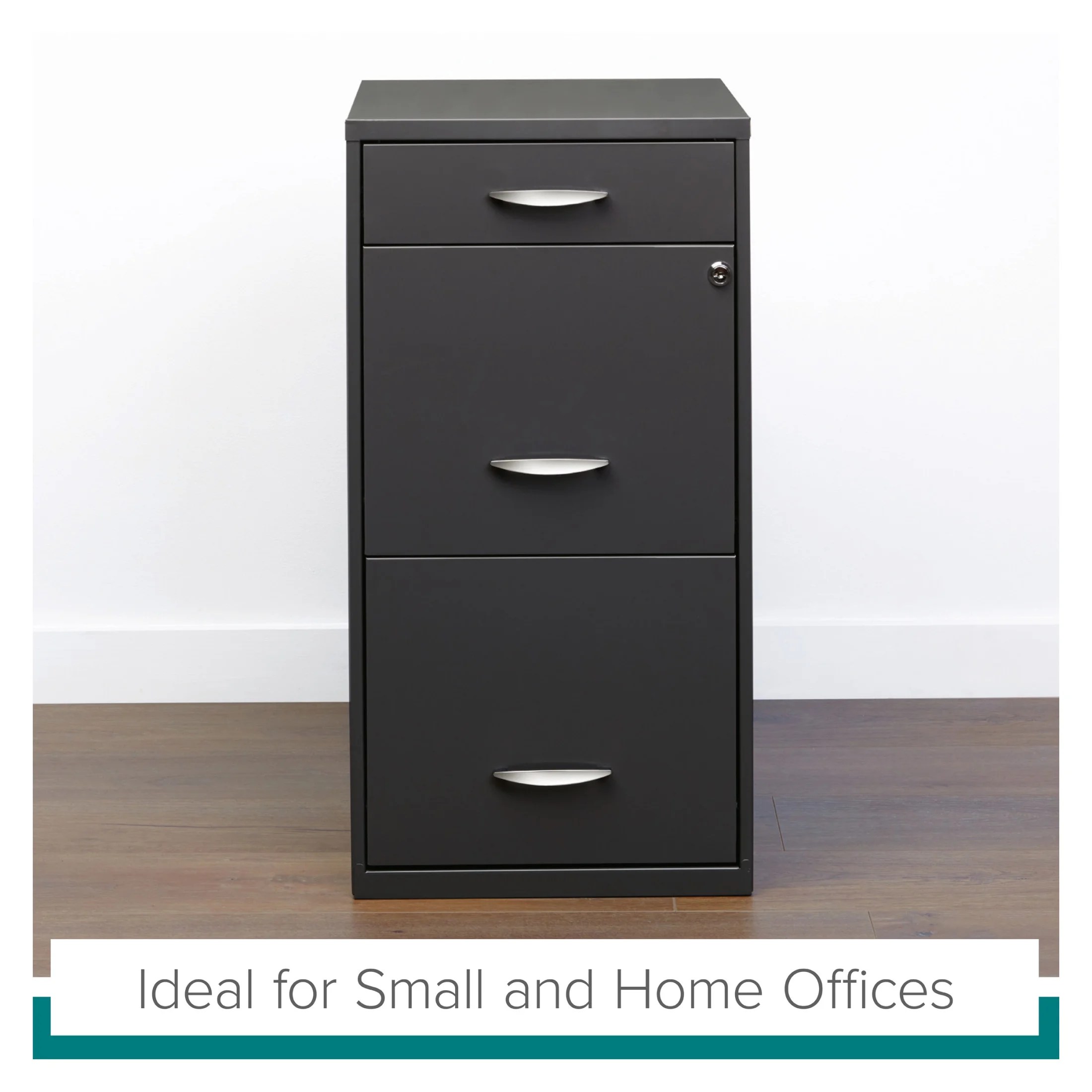 Space Solutions 3 Drawer Letter Width Vertical File Cabinet with Pencil Drawer, Charcoal