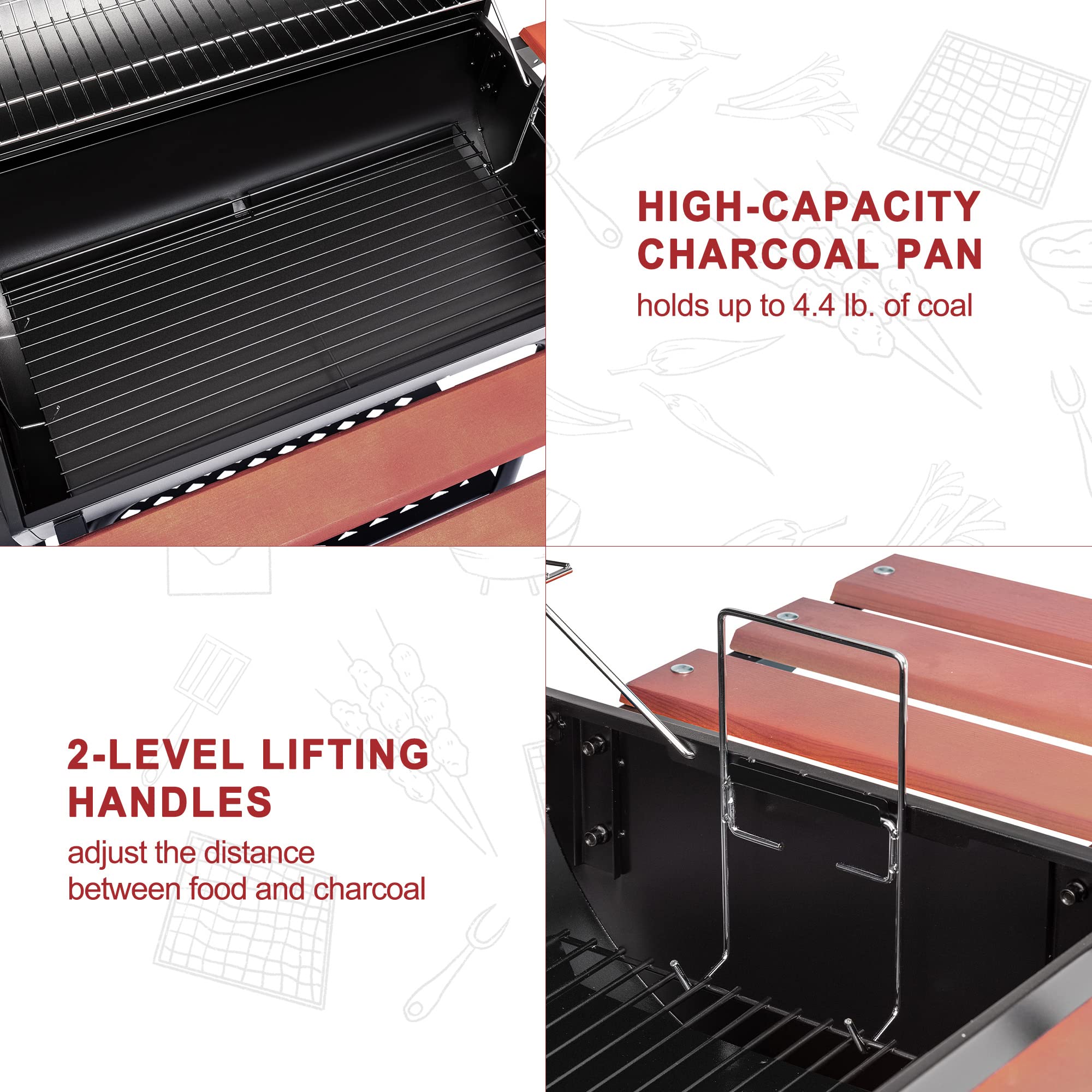 Royal Gourmet CC1830W 30-Inch Charcoal Grill with Offset Smoker